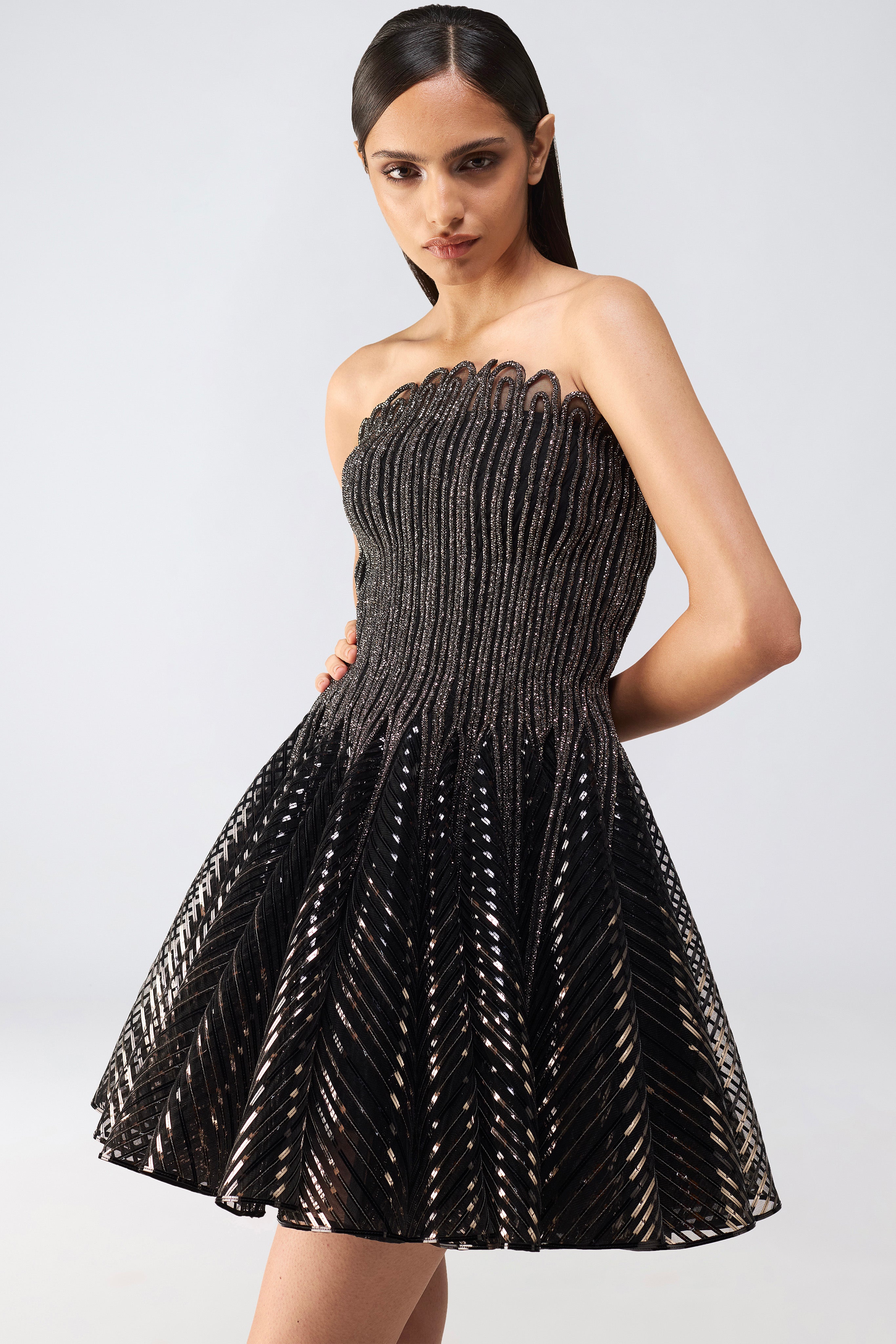 Metallic Skater Dress