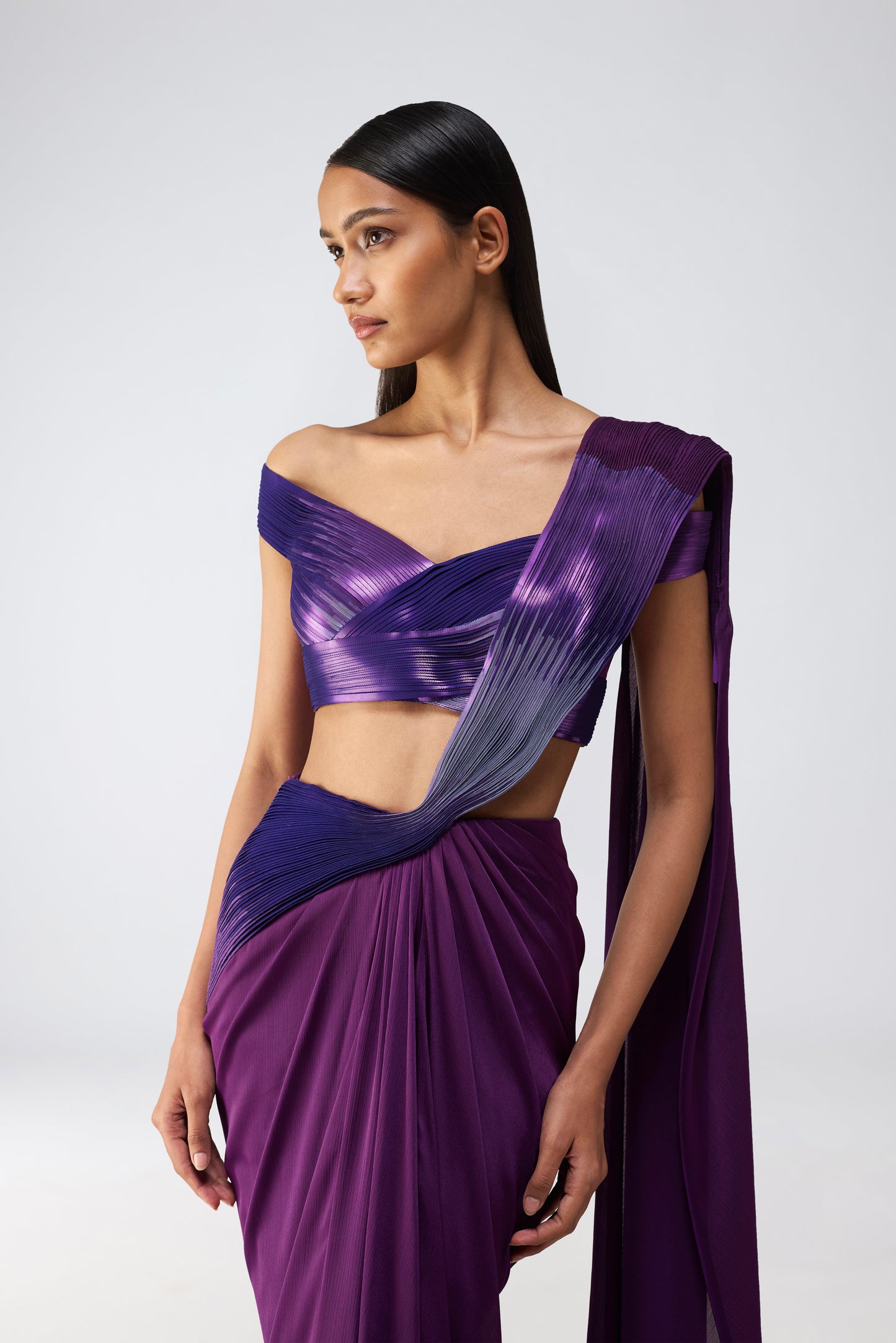 Metallic Glitch Saree