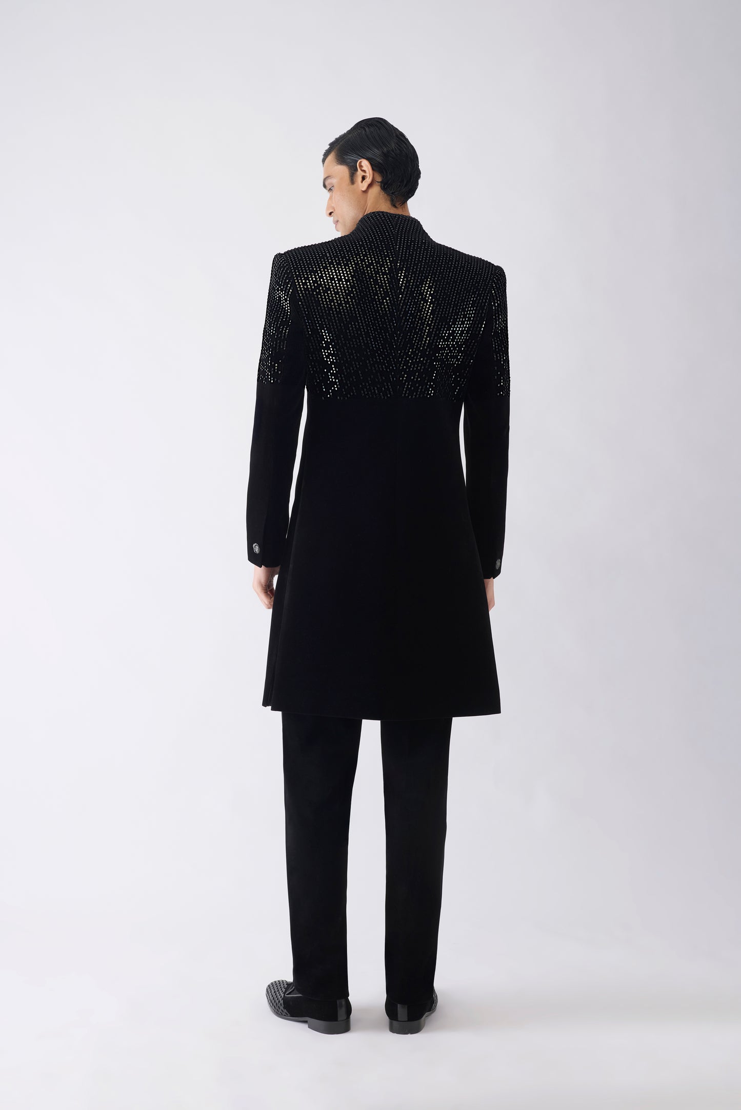 Metallic Pixelated Long Jacket Set