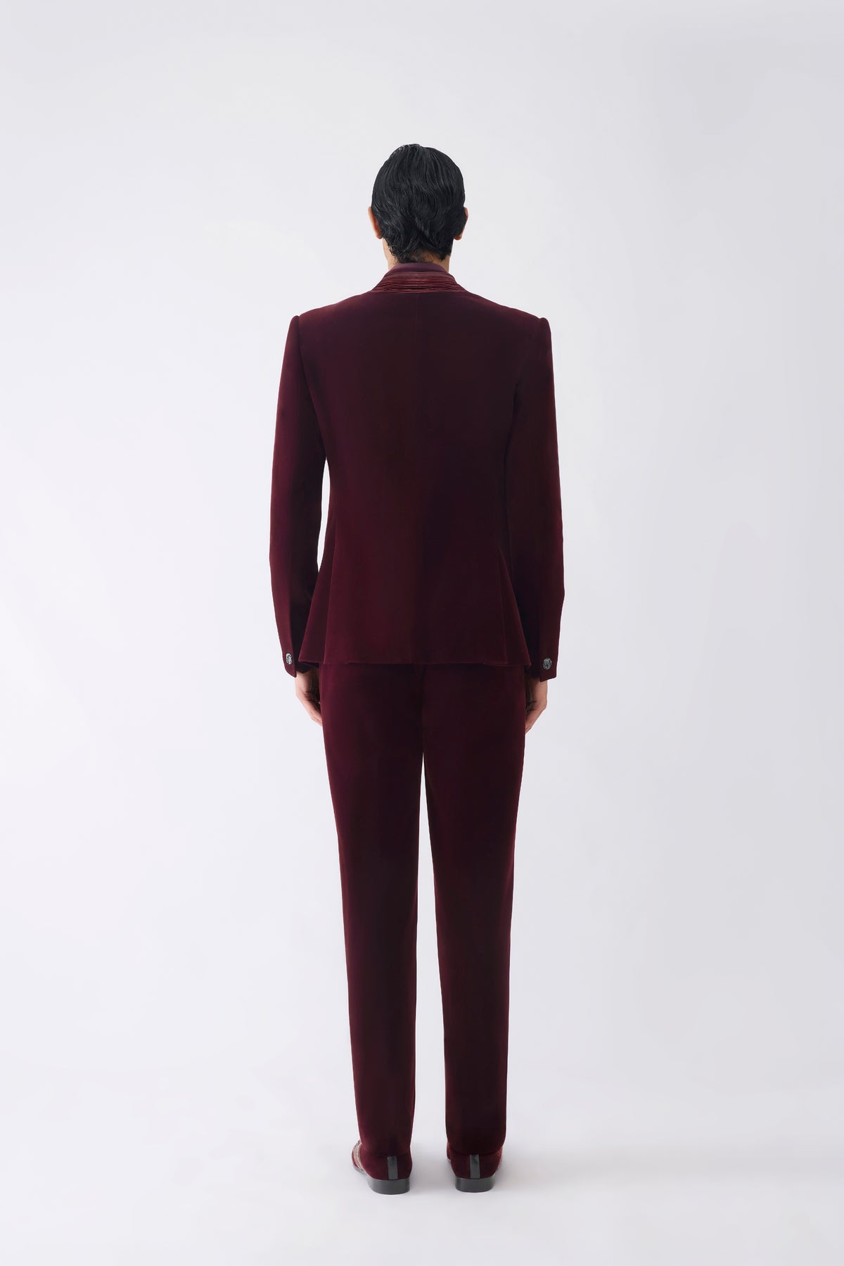 Corded Tuxedo Set With Ikat Embroidery