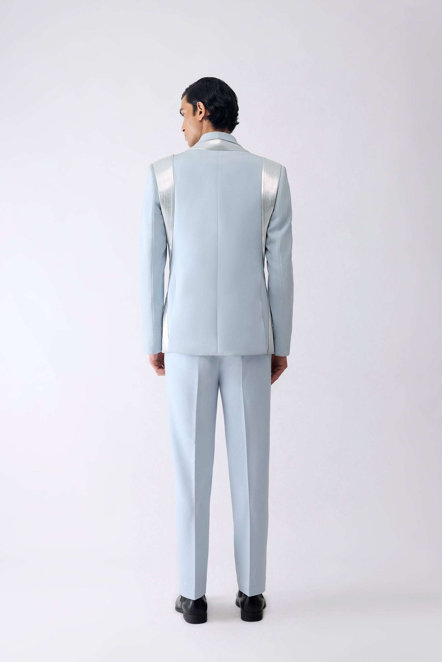Metallic Micro Pleated Tuxedo Set