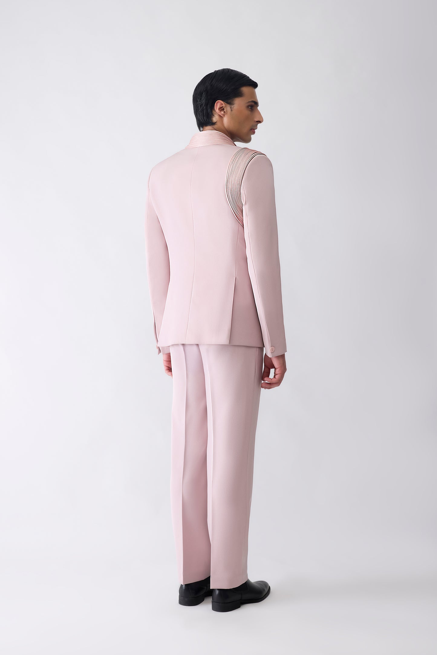 Strata Micropleated Tuxedo Set In Satin Crepe