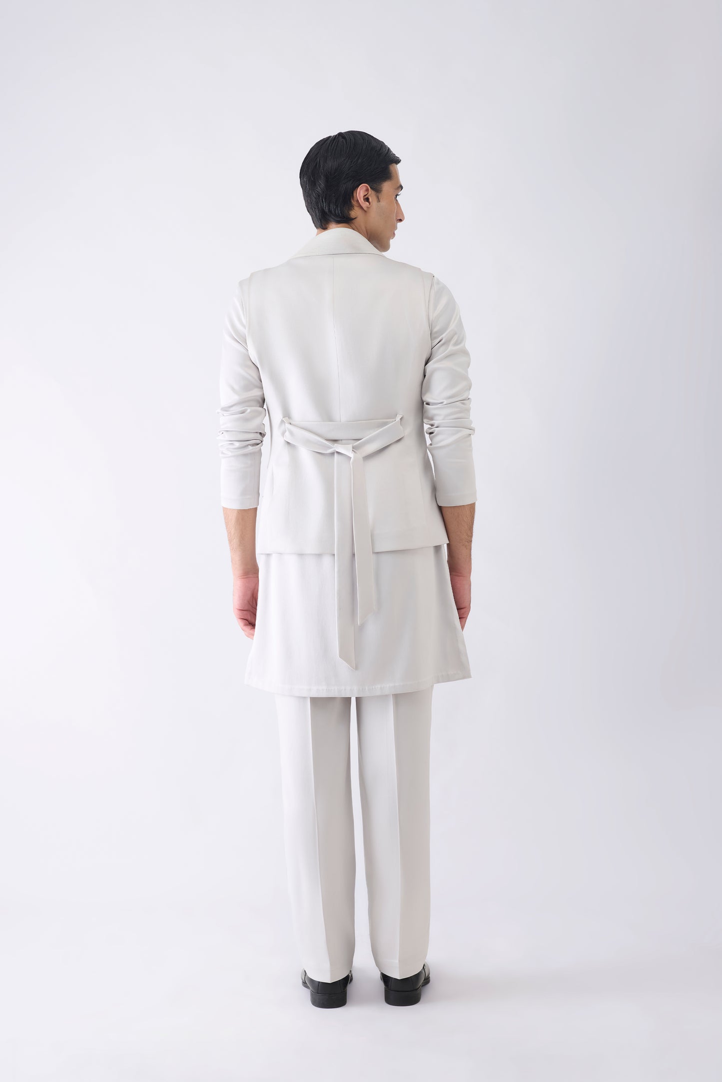 Metallic Micro Pleated Kurta Bundi Set