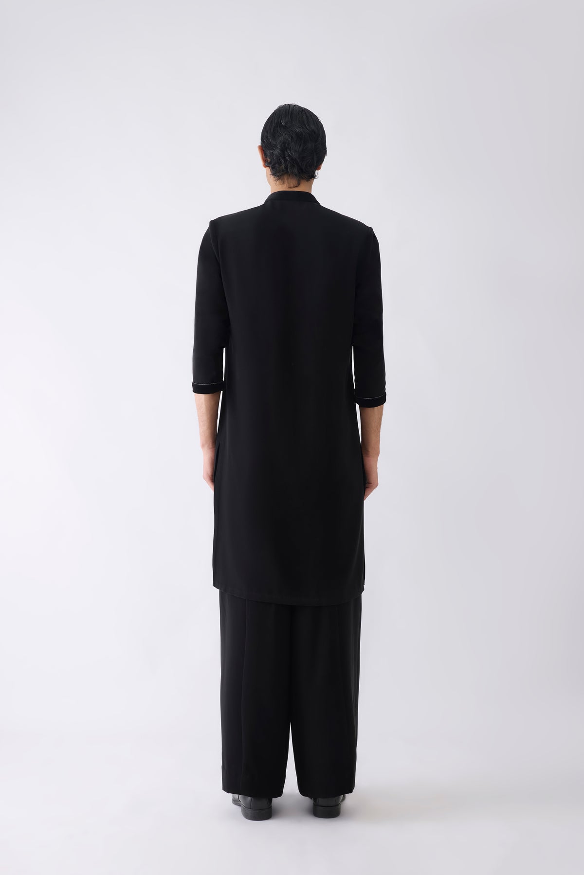 Velvet Yoke Kurta in Satin Crepe