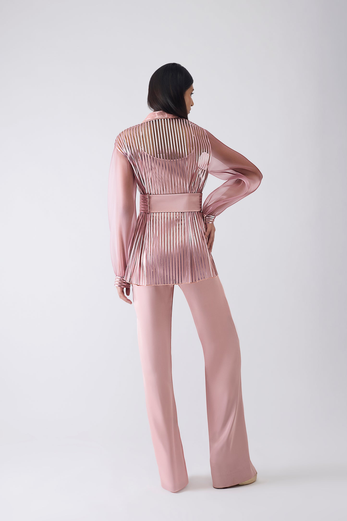 Metallic Structured Cape With Pants And Slip