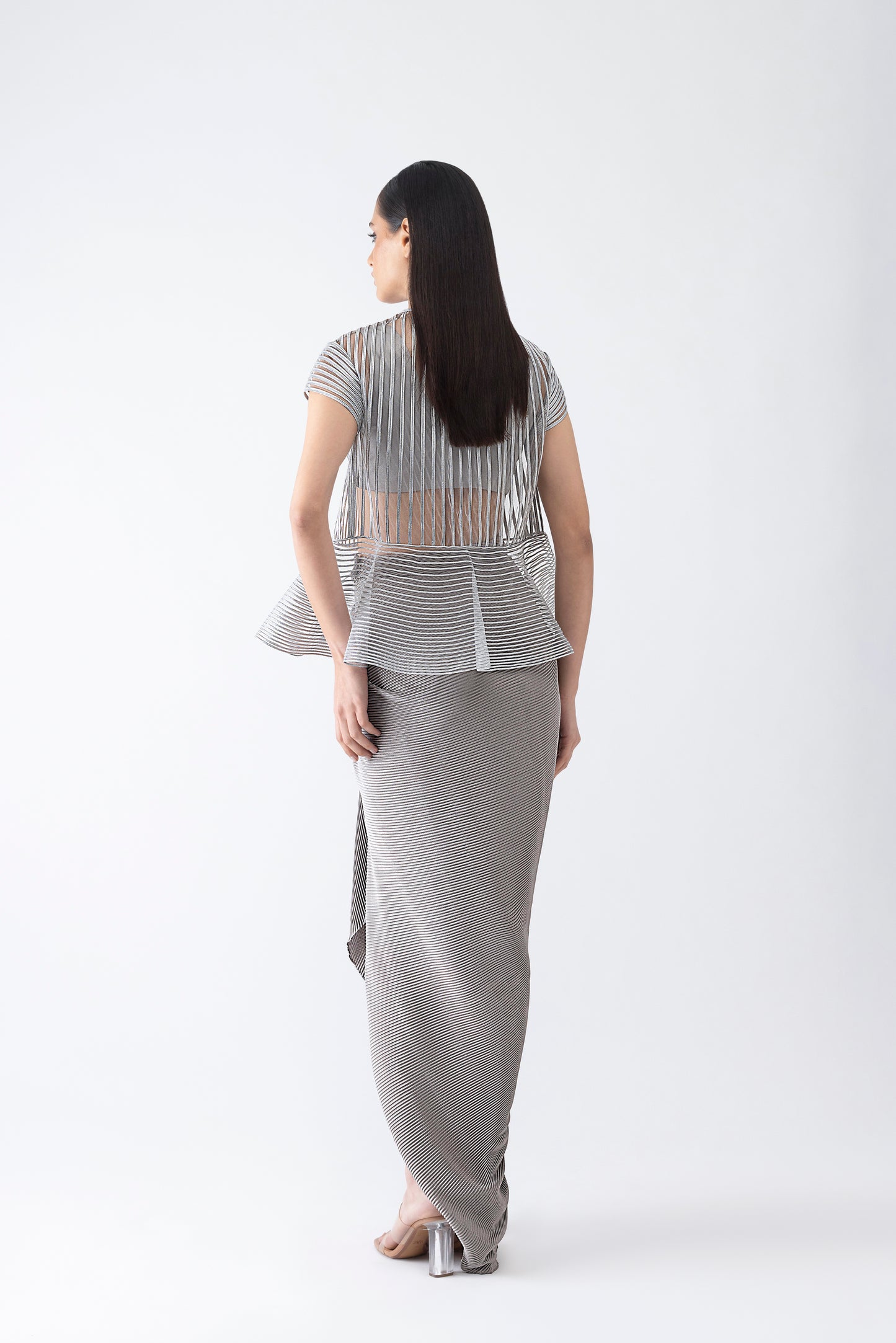 Metallic Corded Cape And Skirt