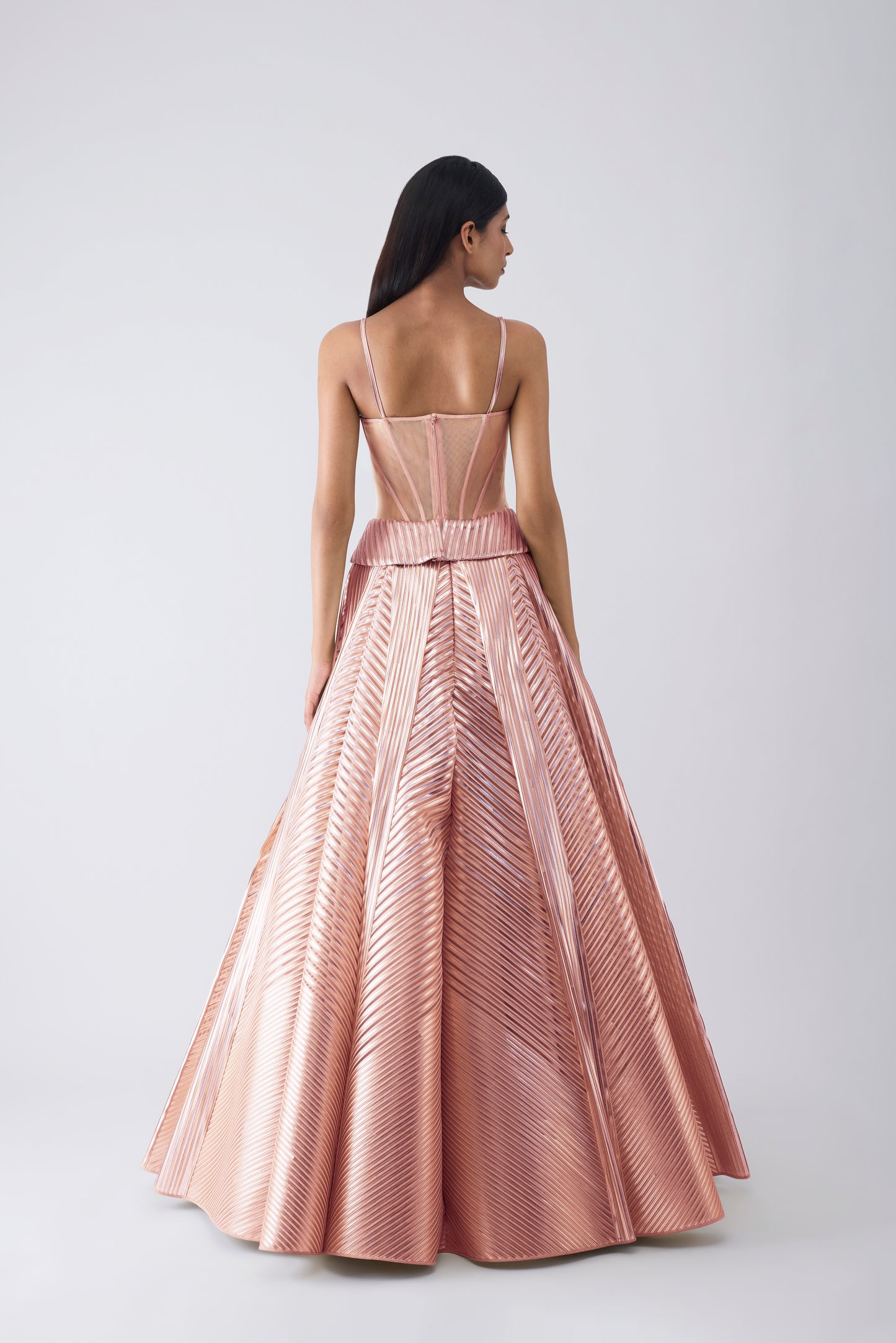 Metallic Structured Corset And Skirt