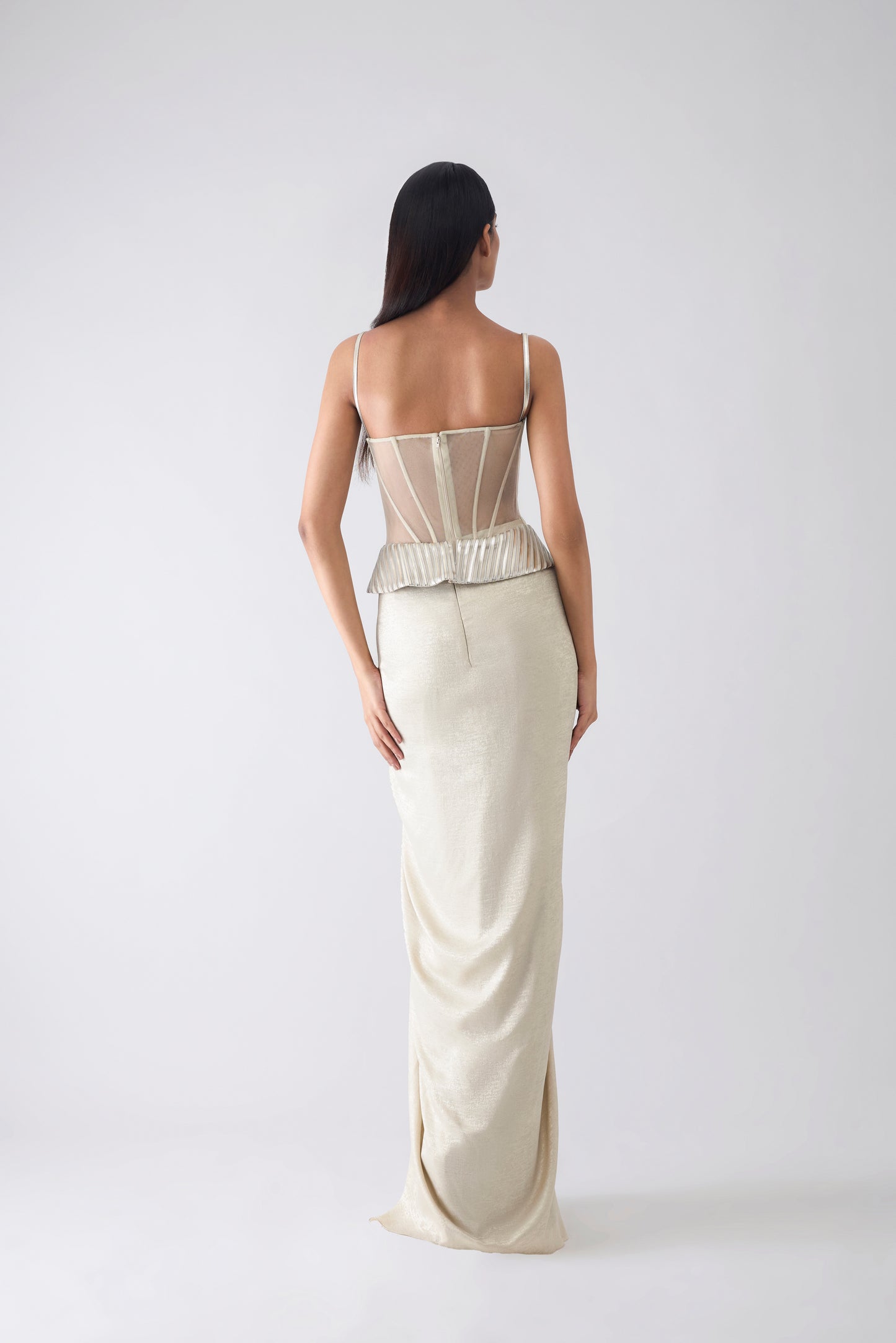 Metallic Structured Corset And Skirt