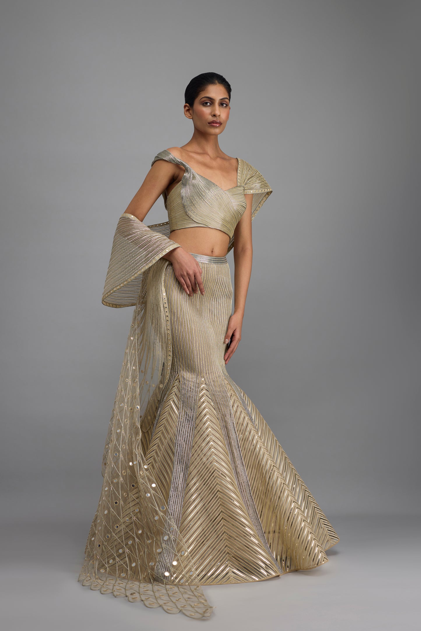 Structured Top And Drape With Fishtail Skirt