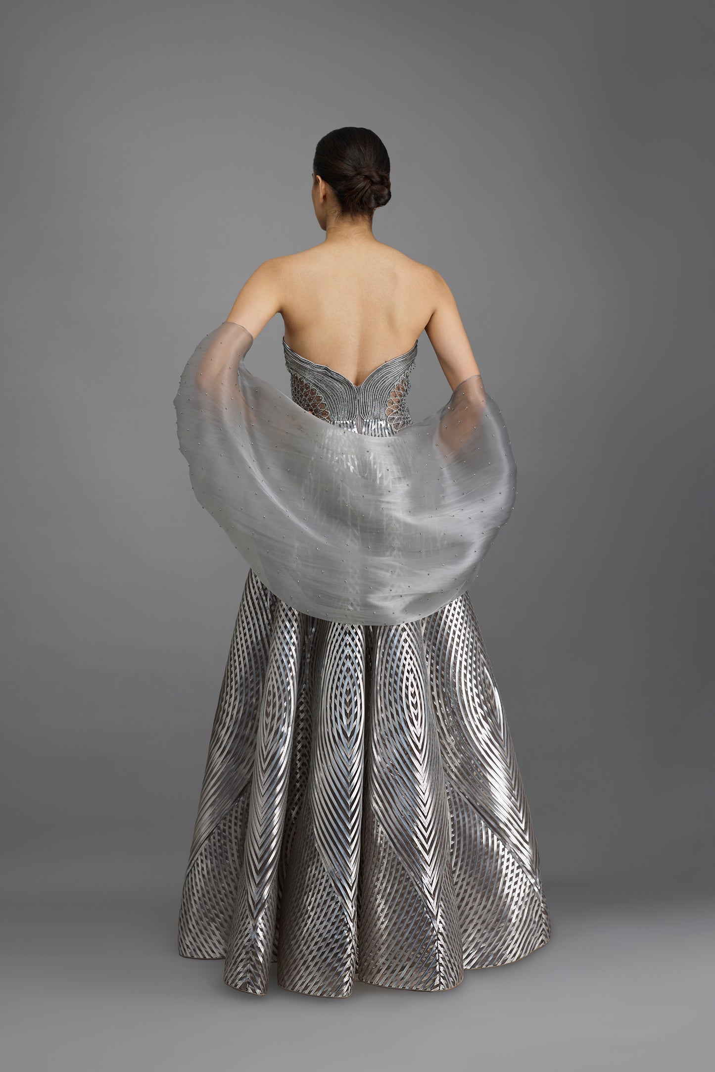 Metallic Tessellation Gown And Cape