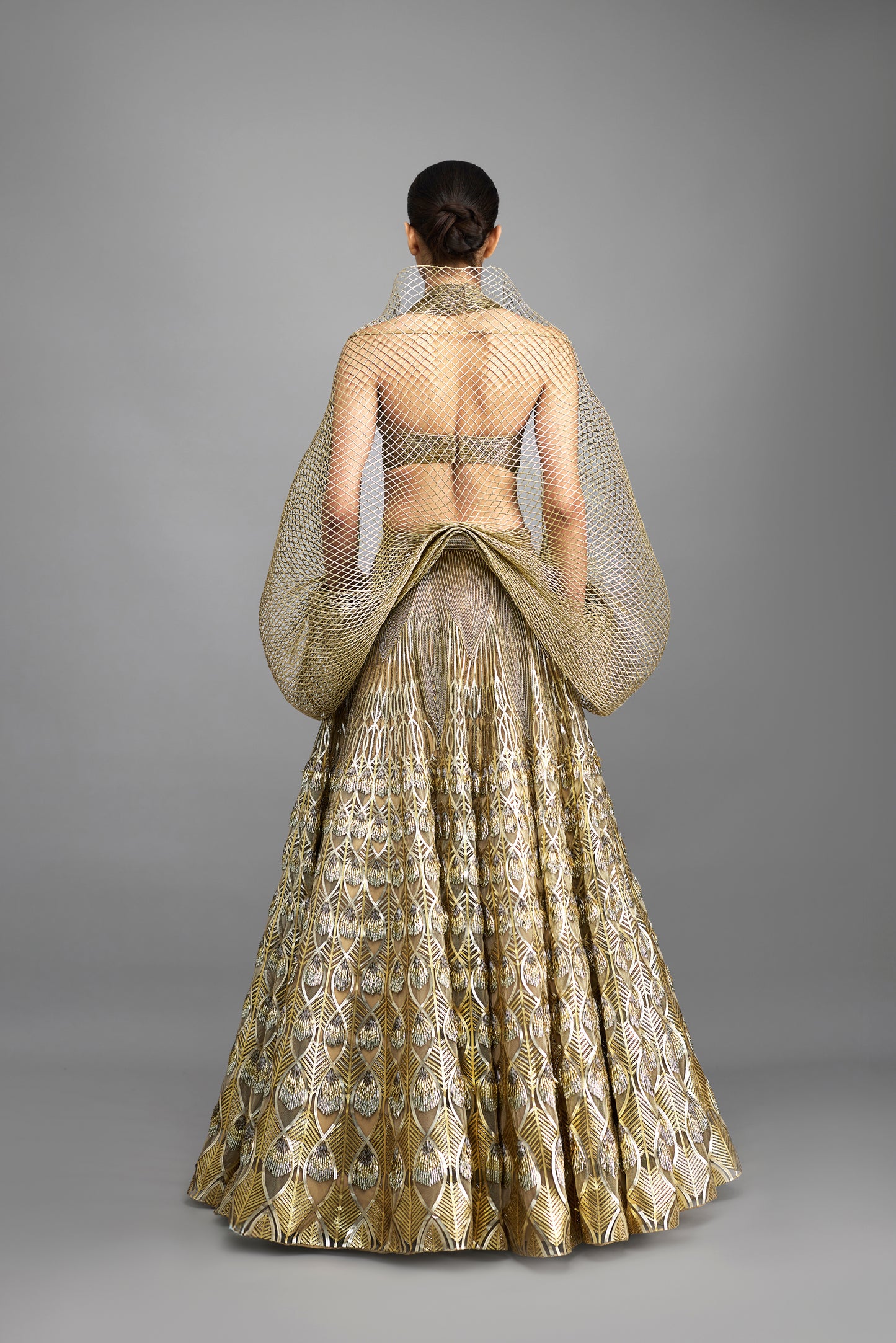 Structured Corded Top And Cape With Skirt