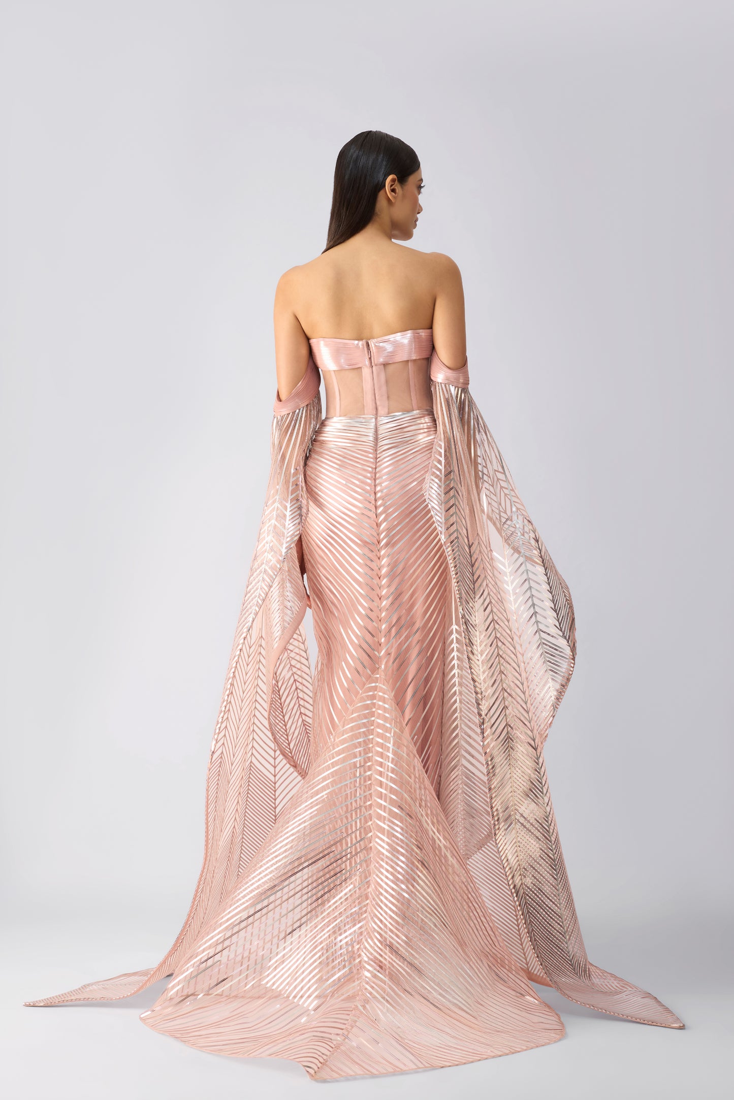 Metallic Gown With Sunray Wings