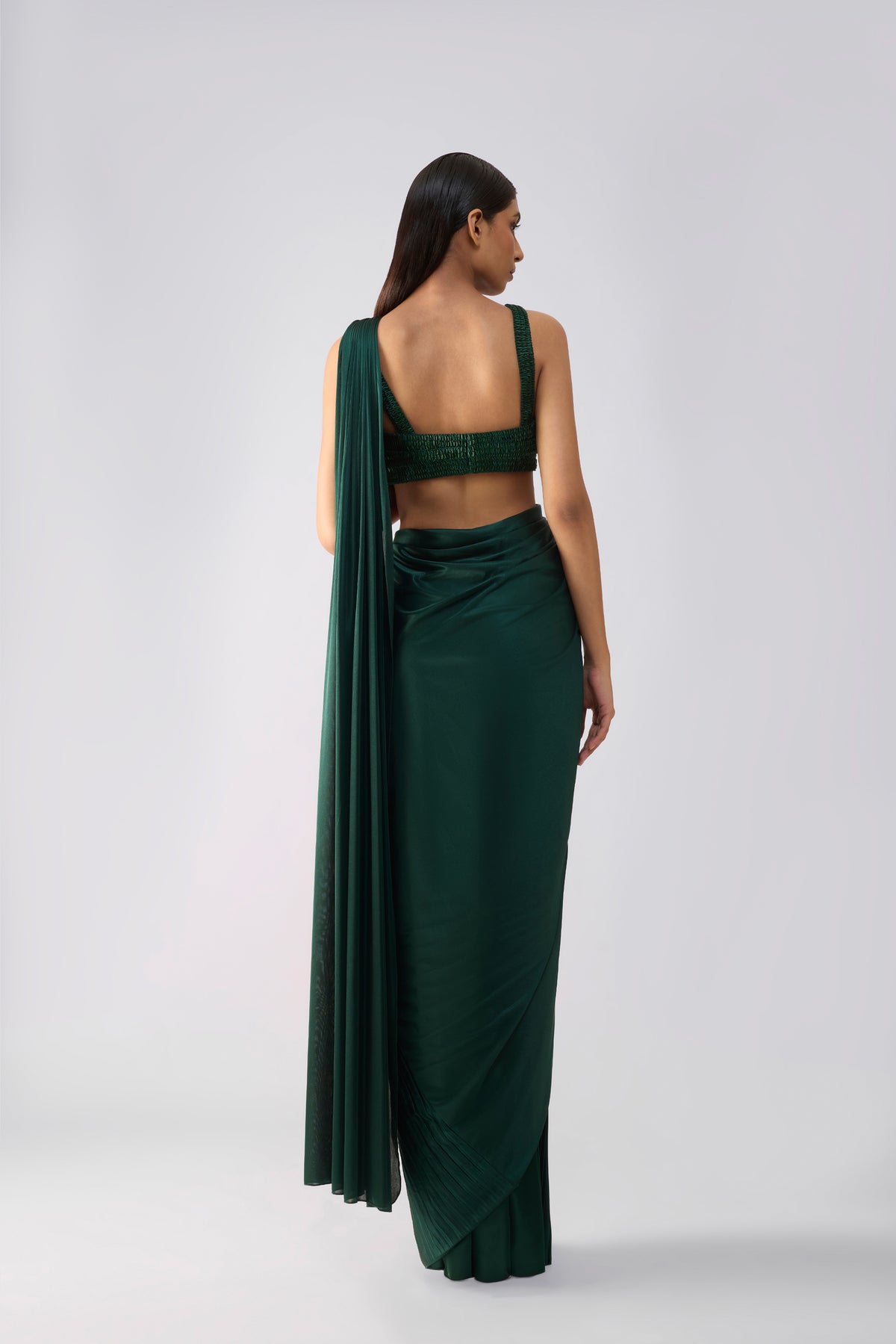 Moulded Metallic Top And Draped Saree