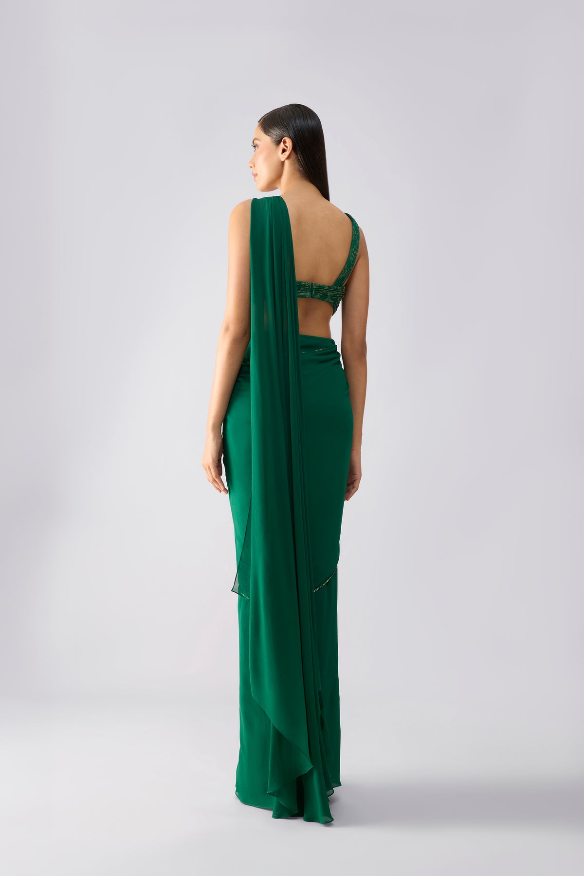 Moulded Metallic Top And Draped Saree