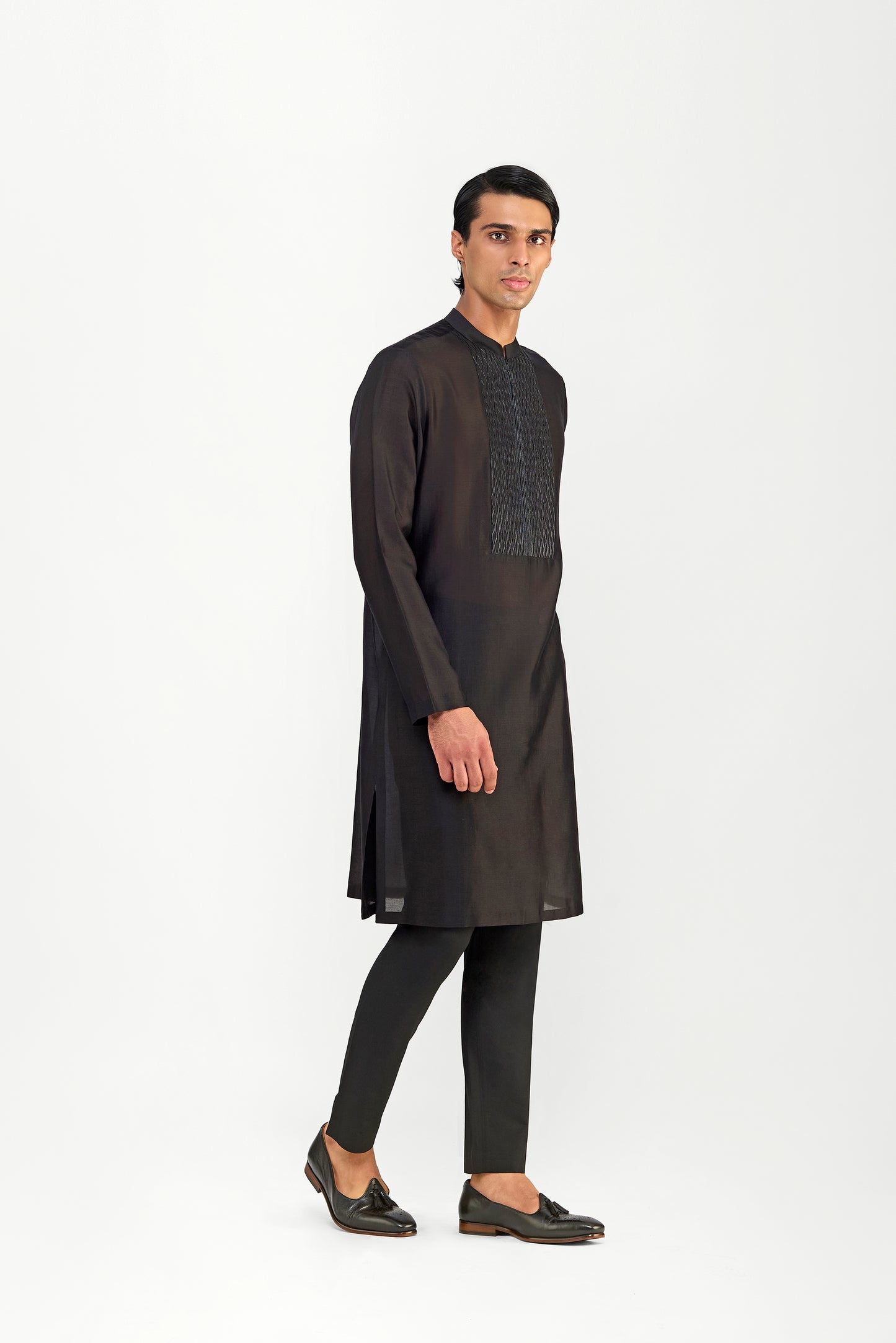 Corded Trellis Chanderi Silk Kurta Set
