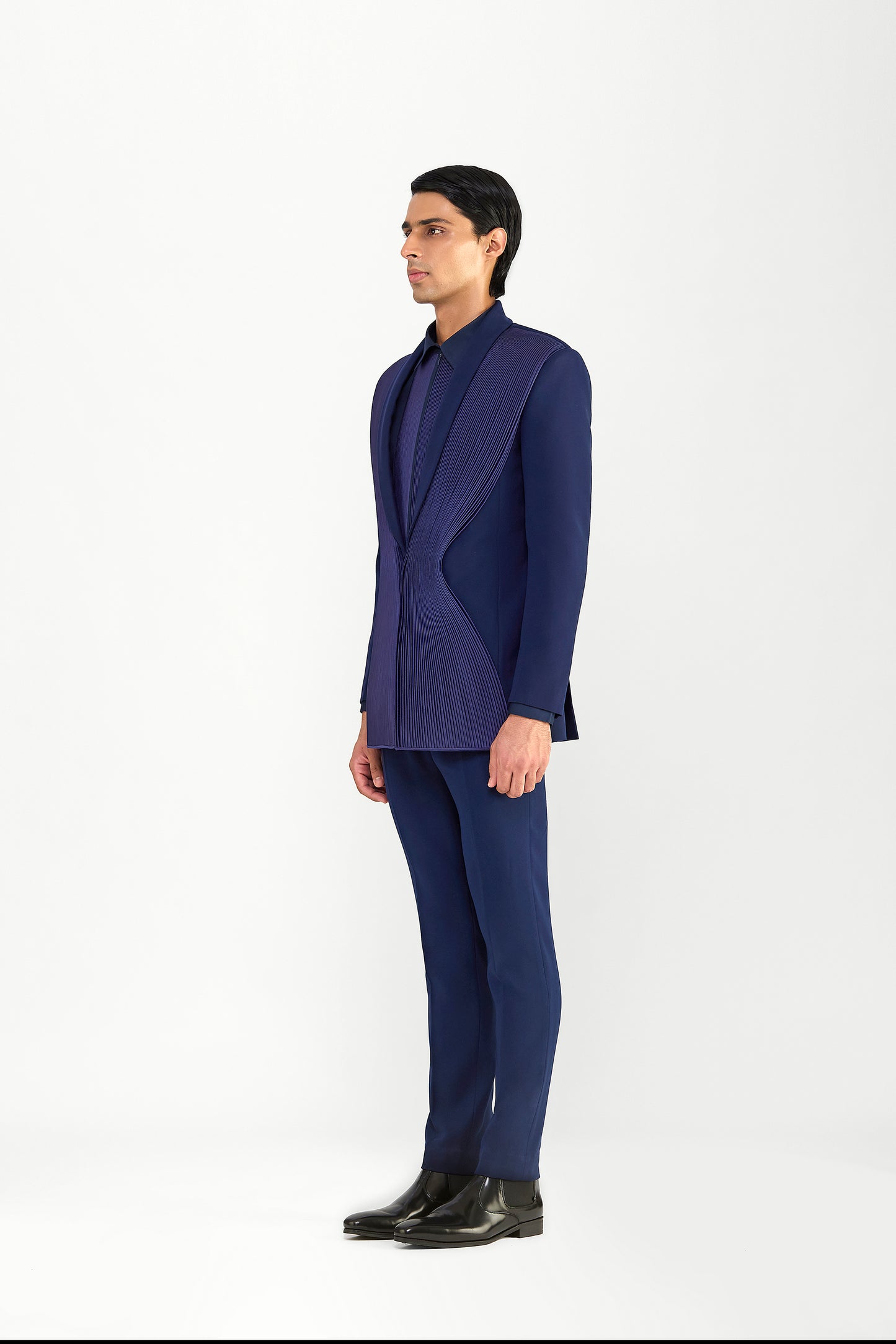 Strata Micropleated Satin Crepe Tuxedo Set