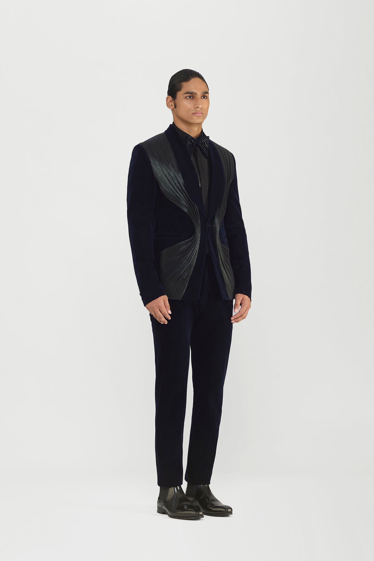 Tuxedo Set In Velvette With Hand Woved Textile Details