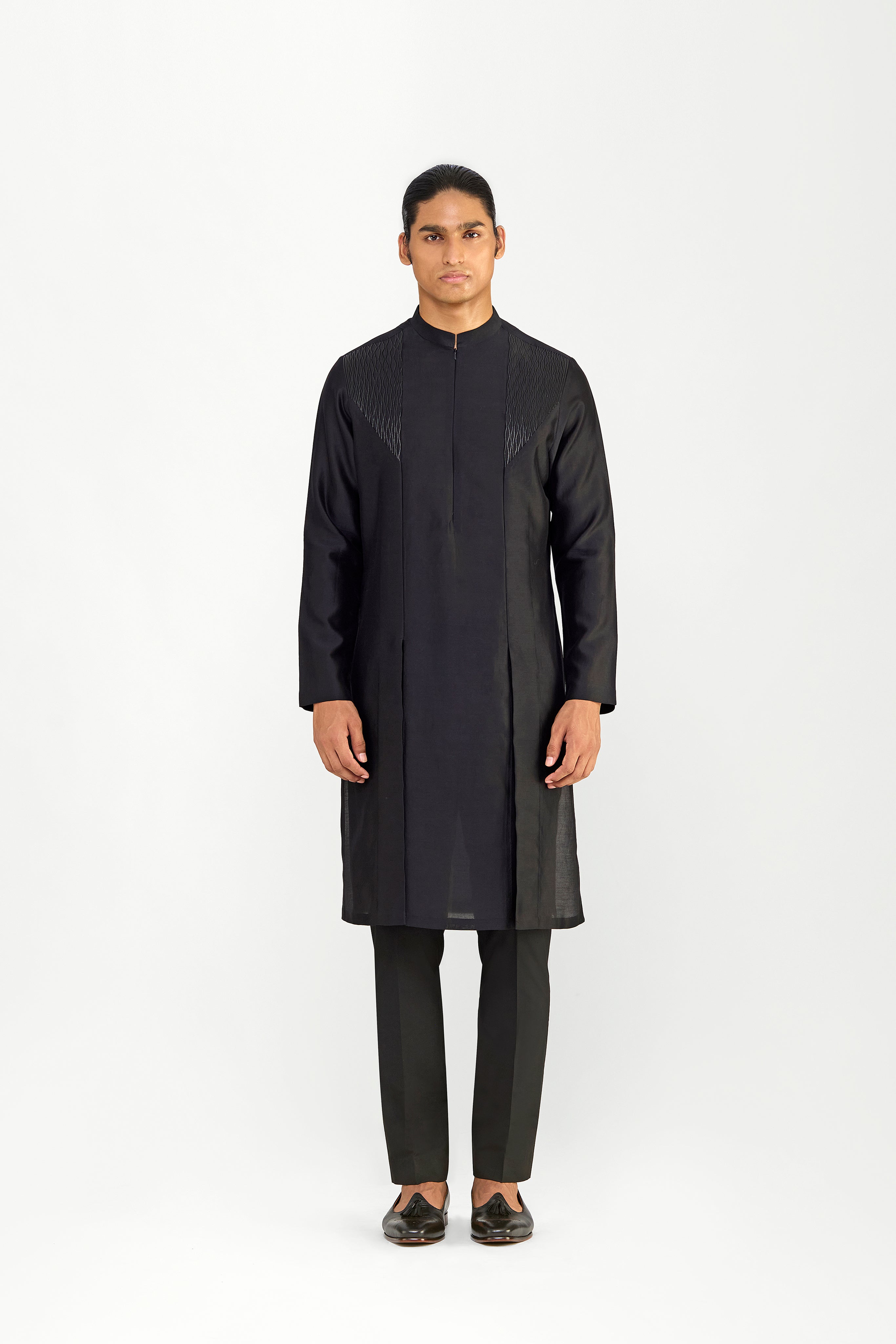 Corded Trellis Chanderi Silk Kurta Set