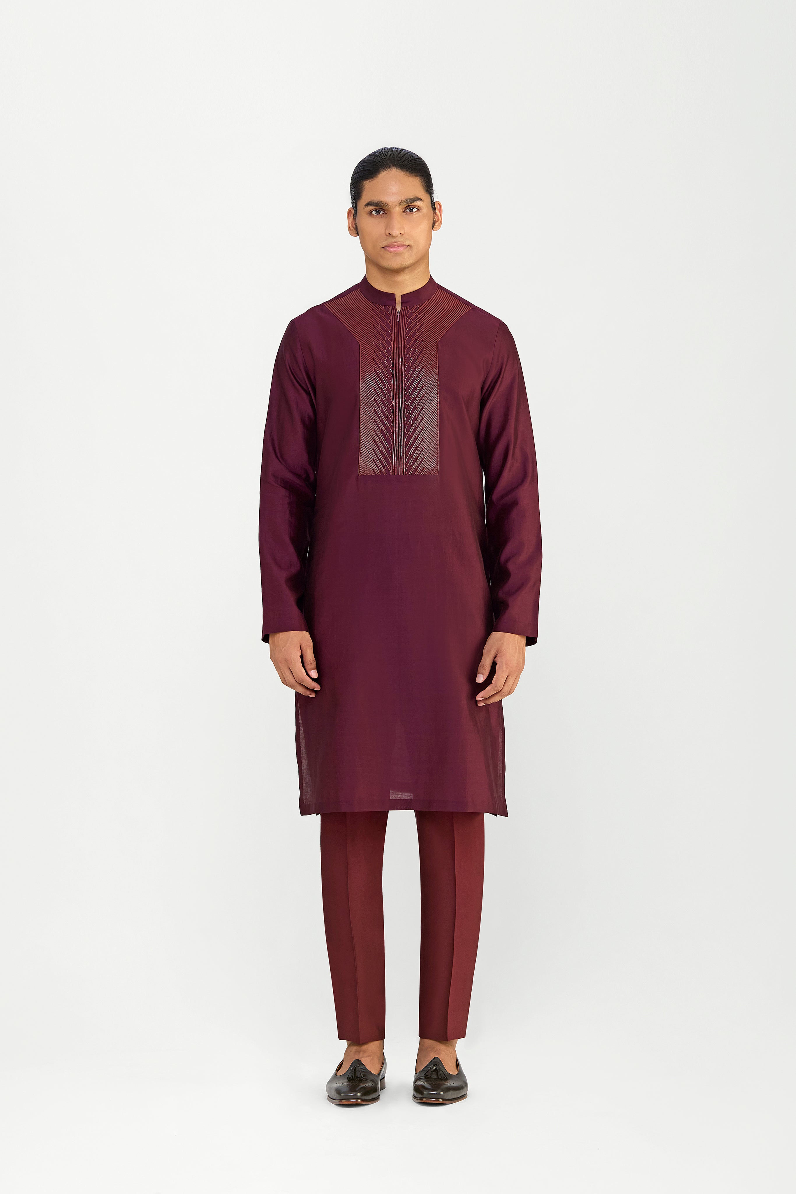 Corded Chanderi Silk Kurta Set