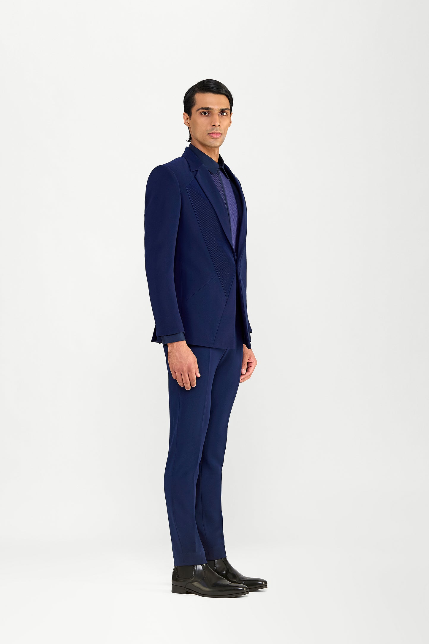 Satin Crepe Plisse Tuxedo Set