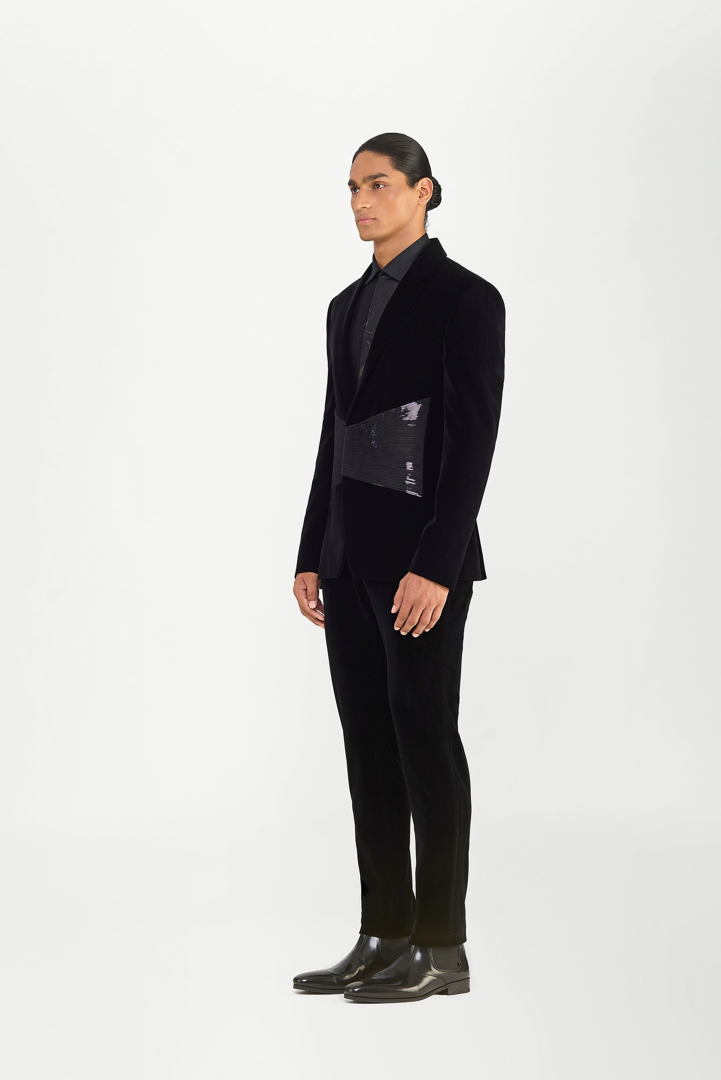 Metallic Micropleated Velvette Tuxedo Set