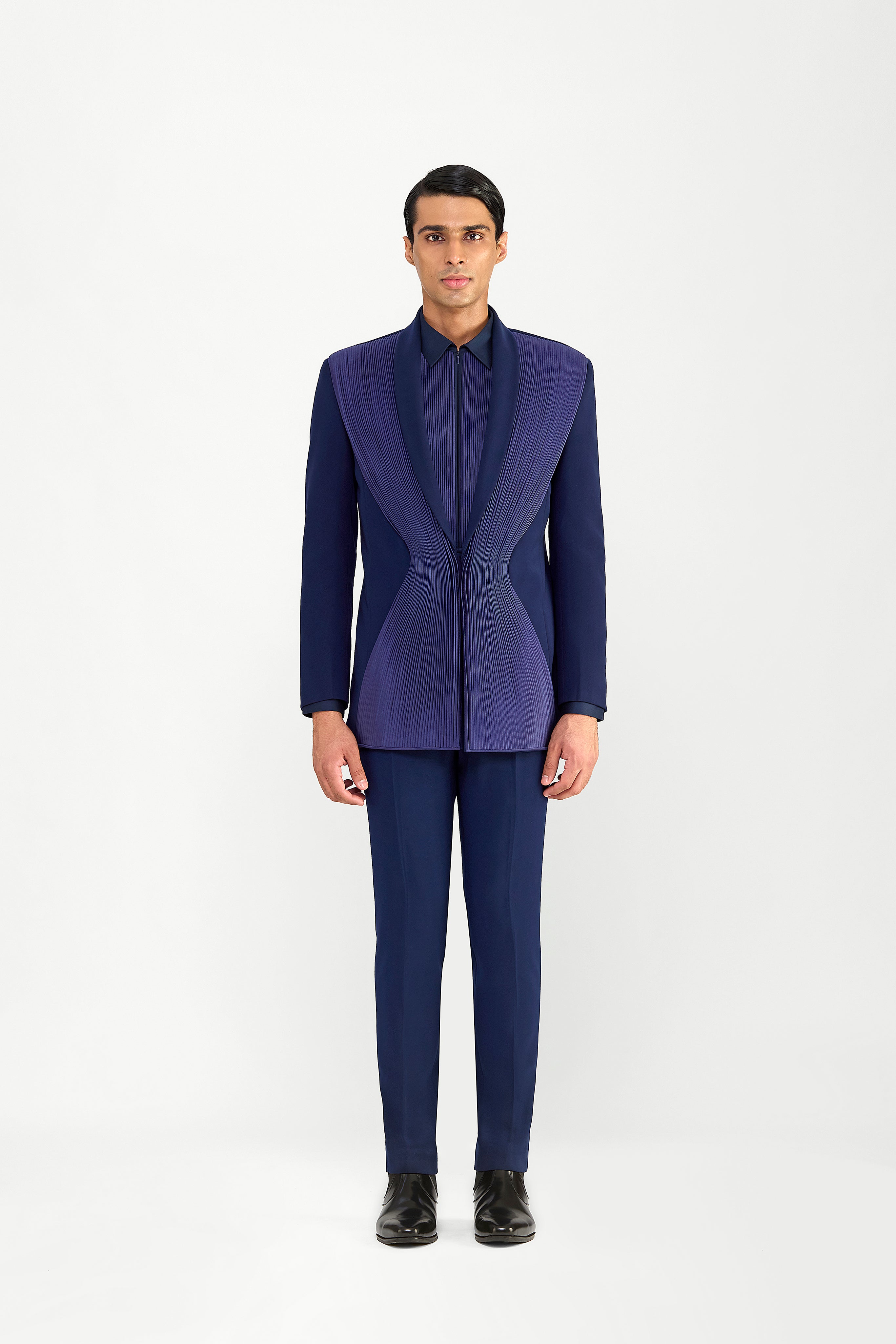 Strata Micropleated Satin Crepe Tuxedo Set