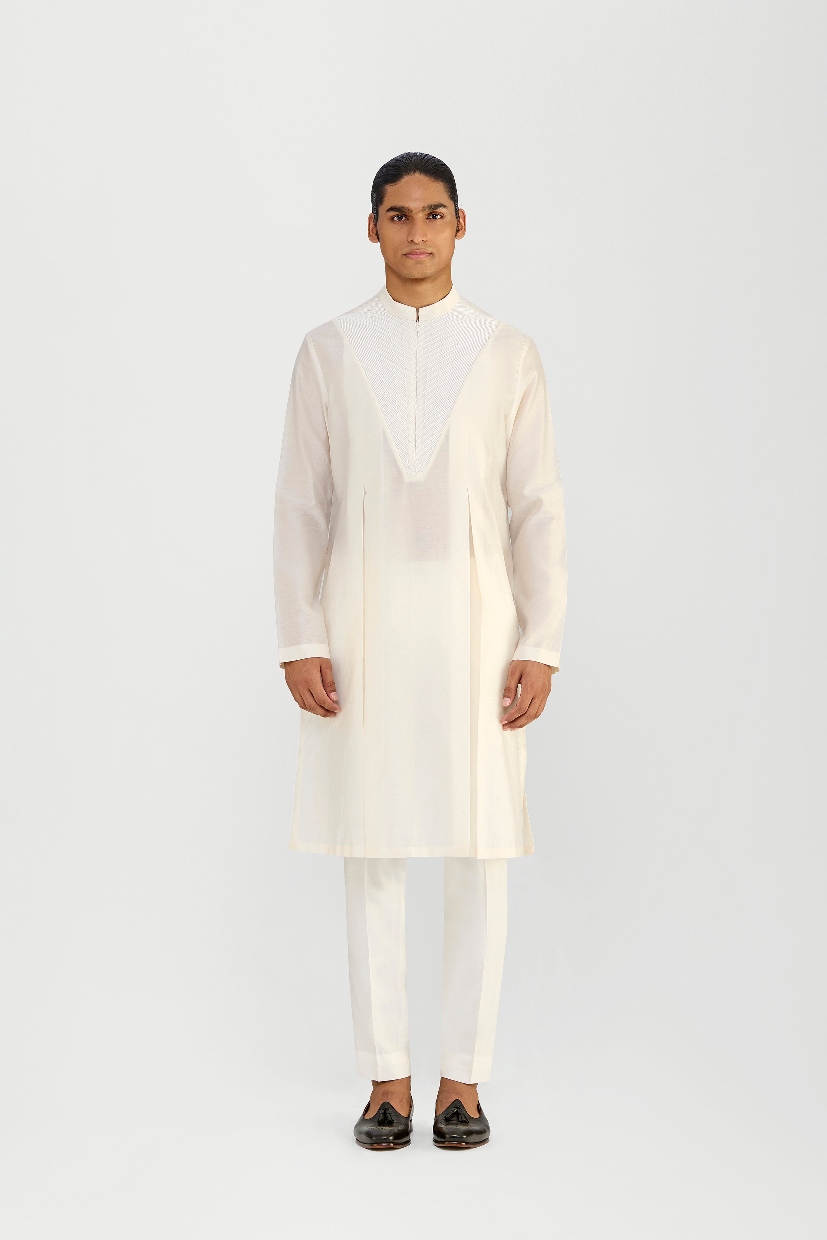Corded Chanderi Silk Kurta Set
