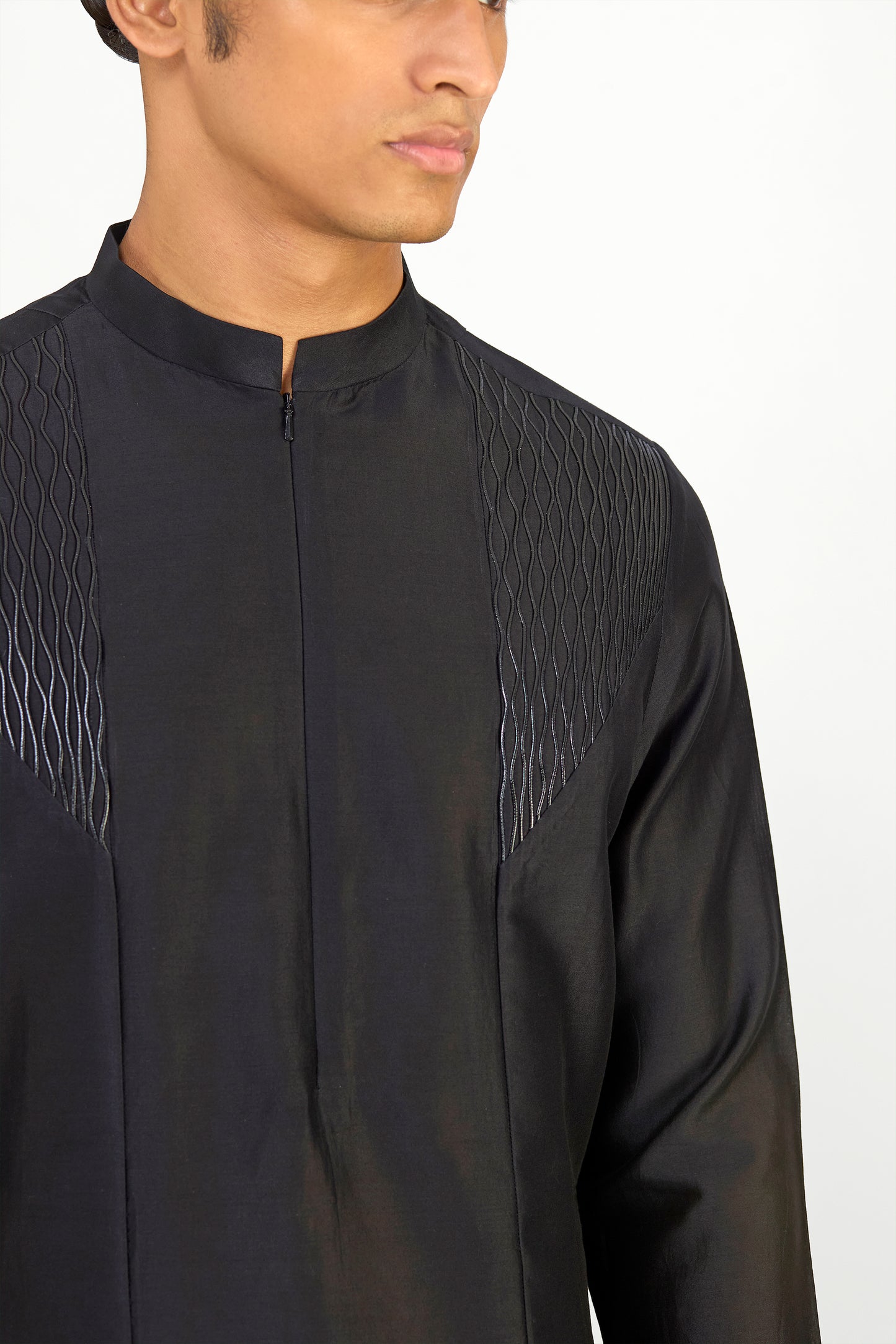 Corded Trellis Chanderi Silk Kurta Set