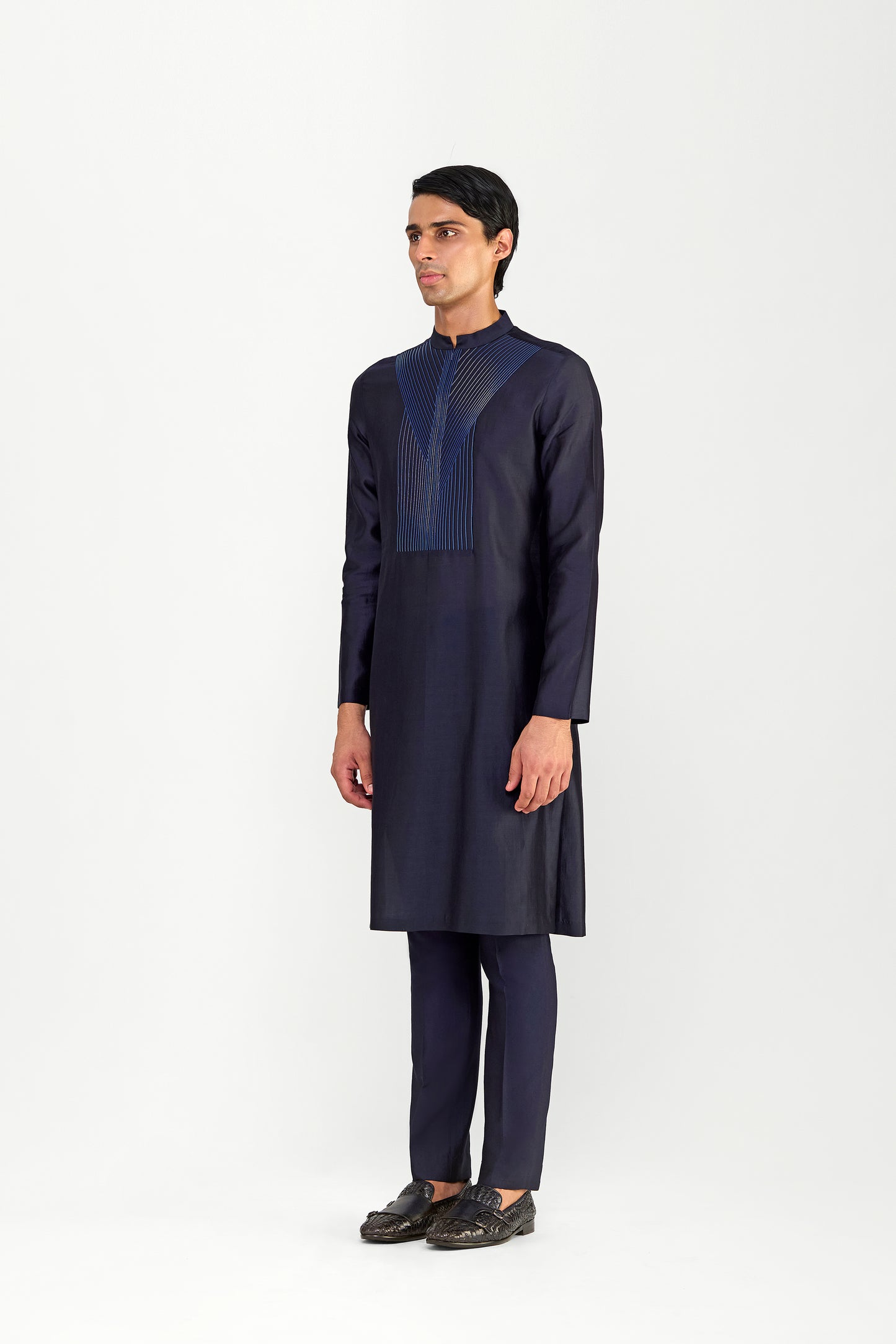 Corded Chanderi Silk Kurta Set