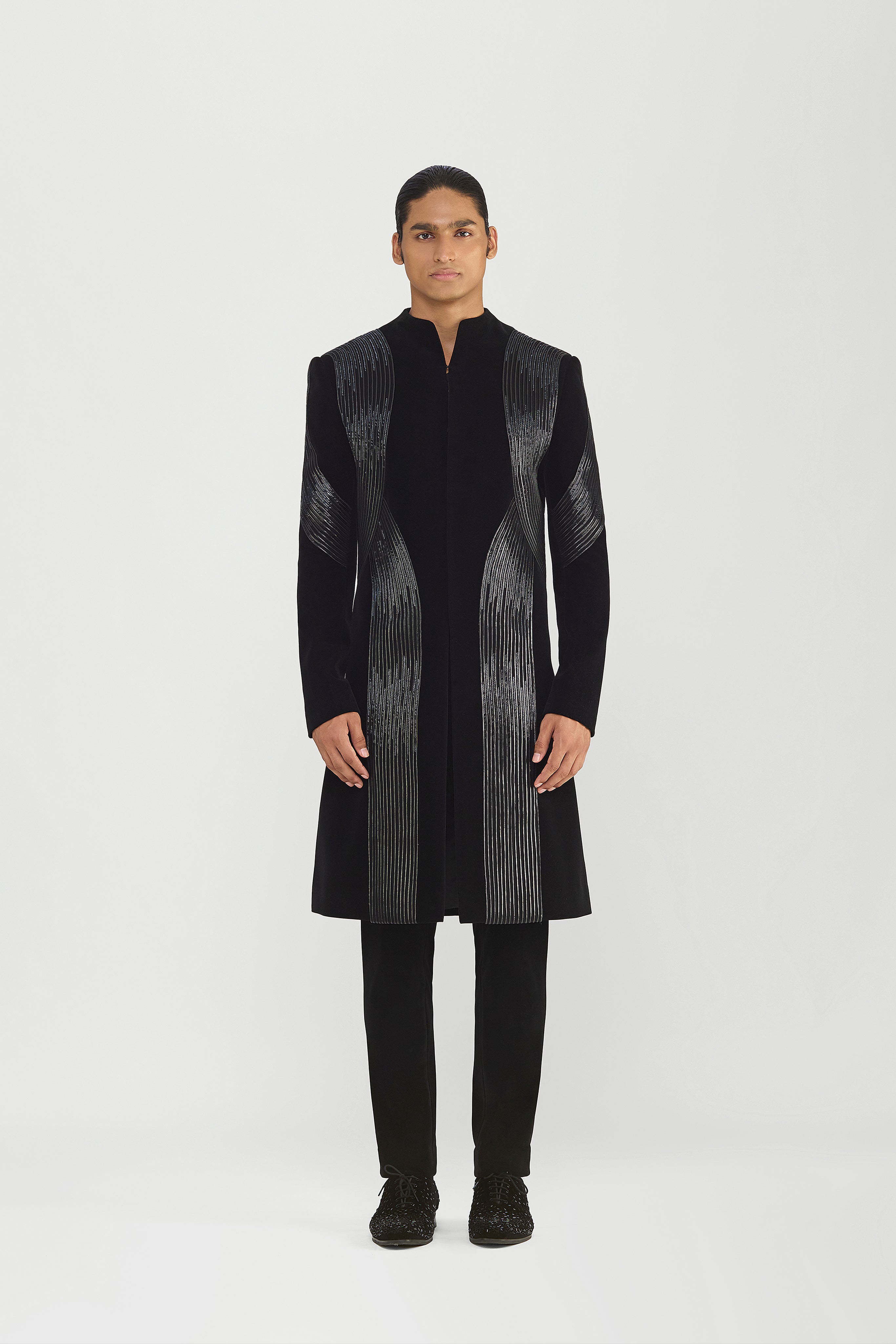 Corded Long Jacket Set In Velvette