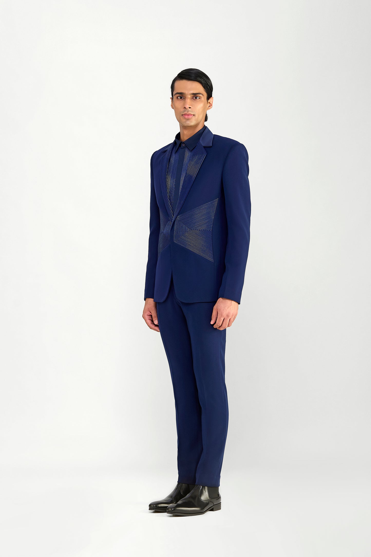 Corded Tuxedo Set In Satin Crepe