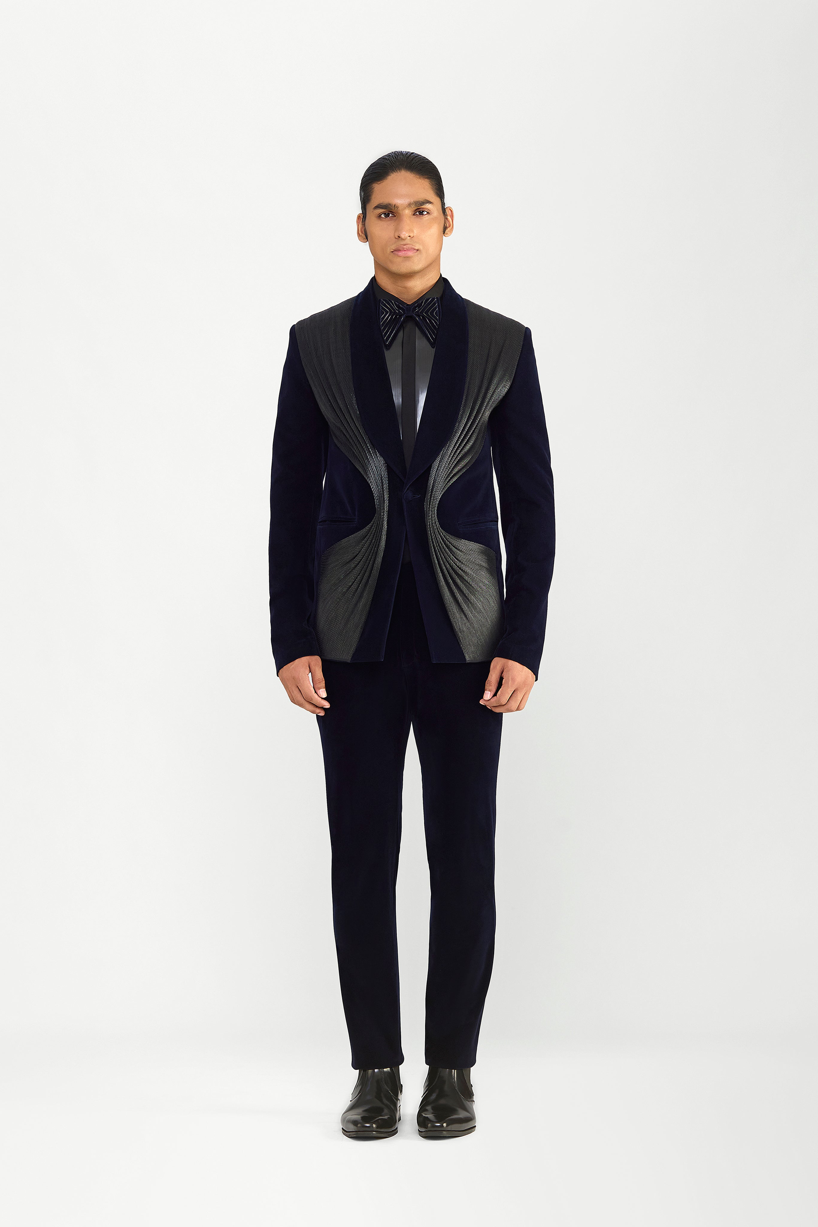 Tuxedo Set In Velvette With Hand Woved Textile Details