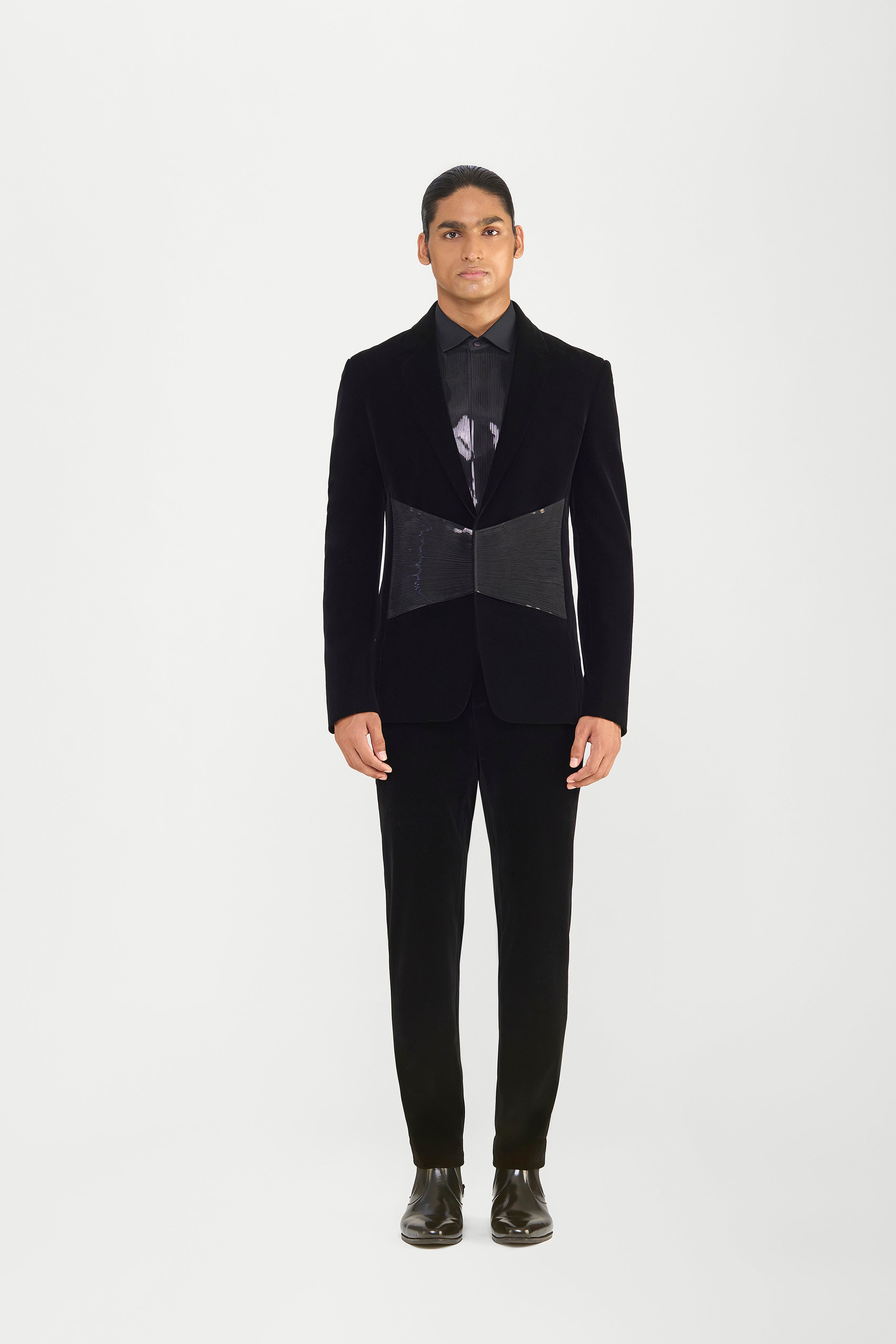 Metallic Micropleated Velvette Tuxedo Set