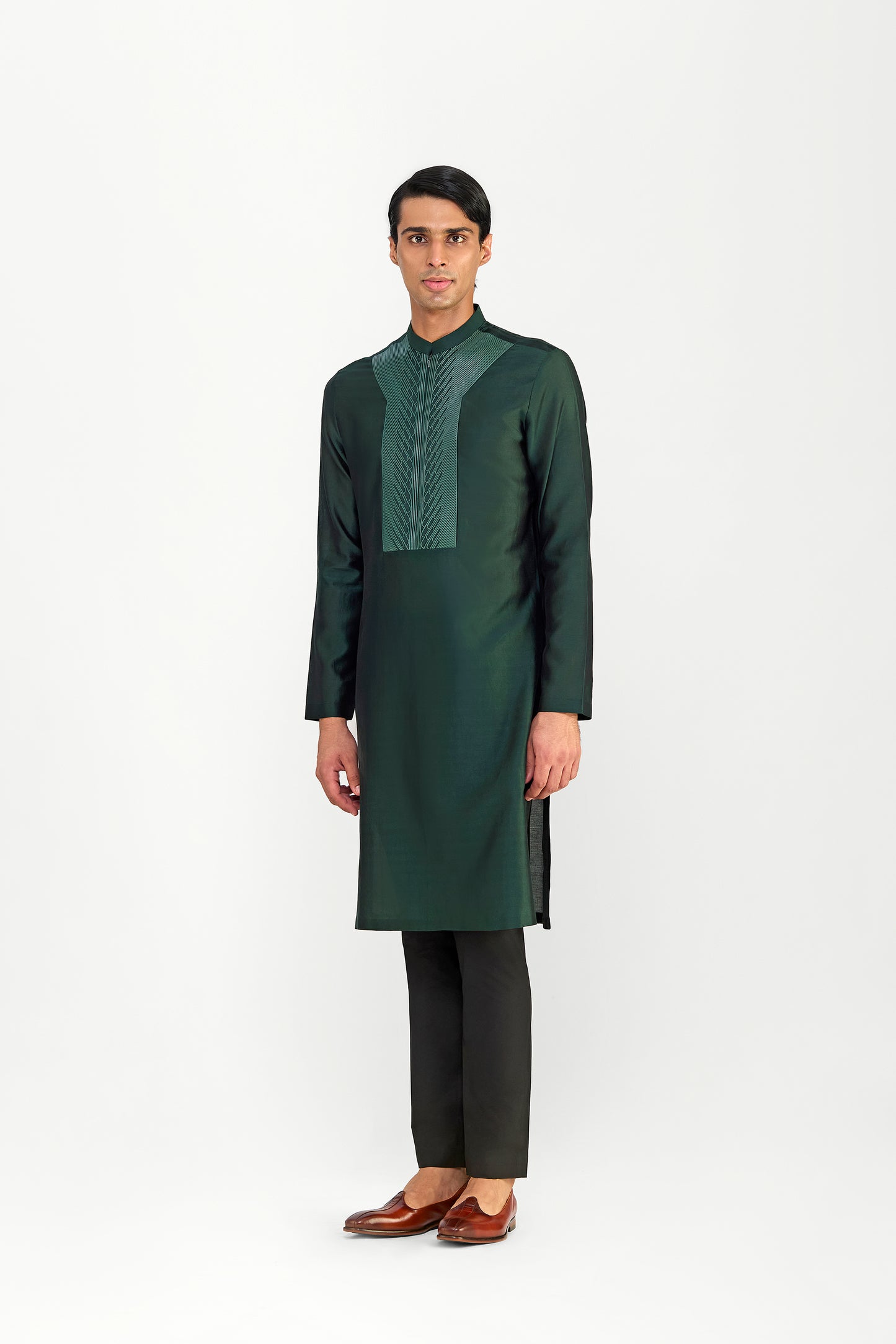 Corded Chanderi Silk Kurta Set