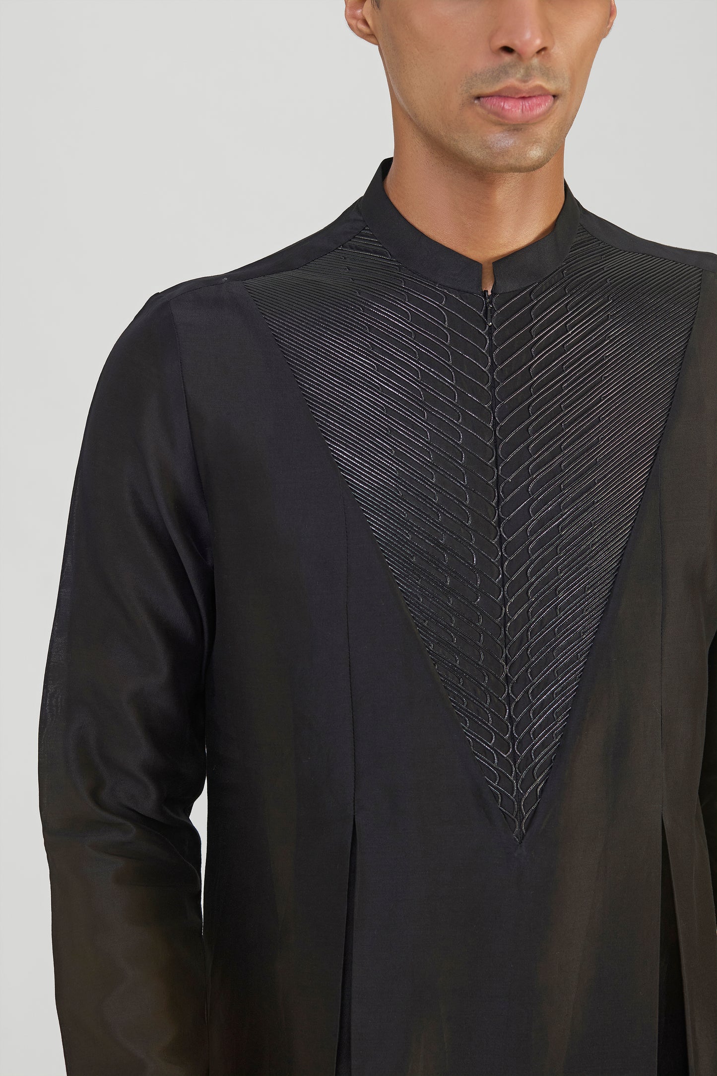 Corded Chanderi Silk Kurta Set