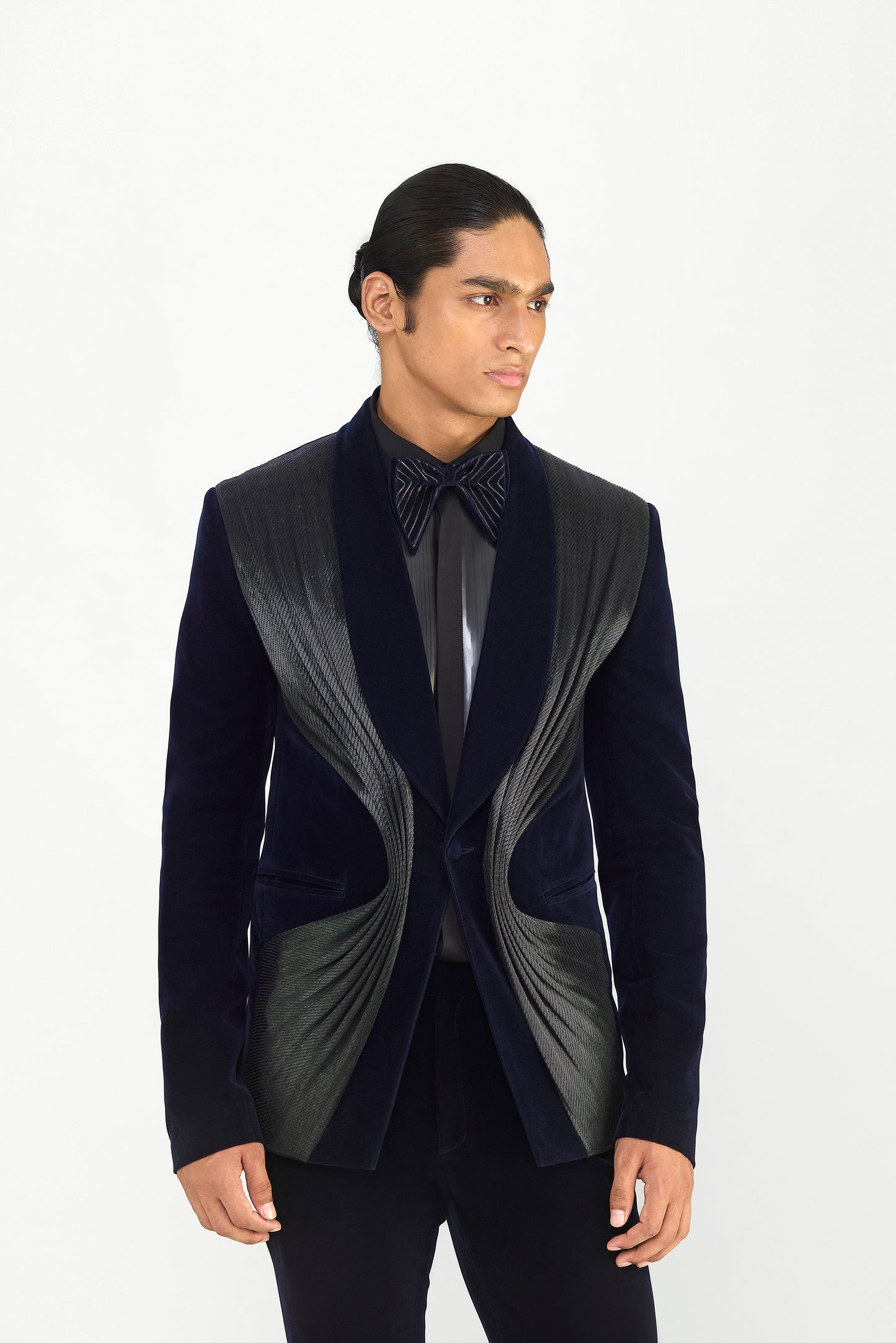 Tuxedo Set In Velvette With Hand Woved Textile Details