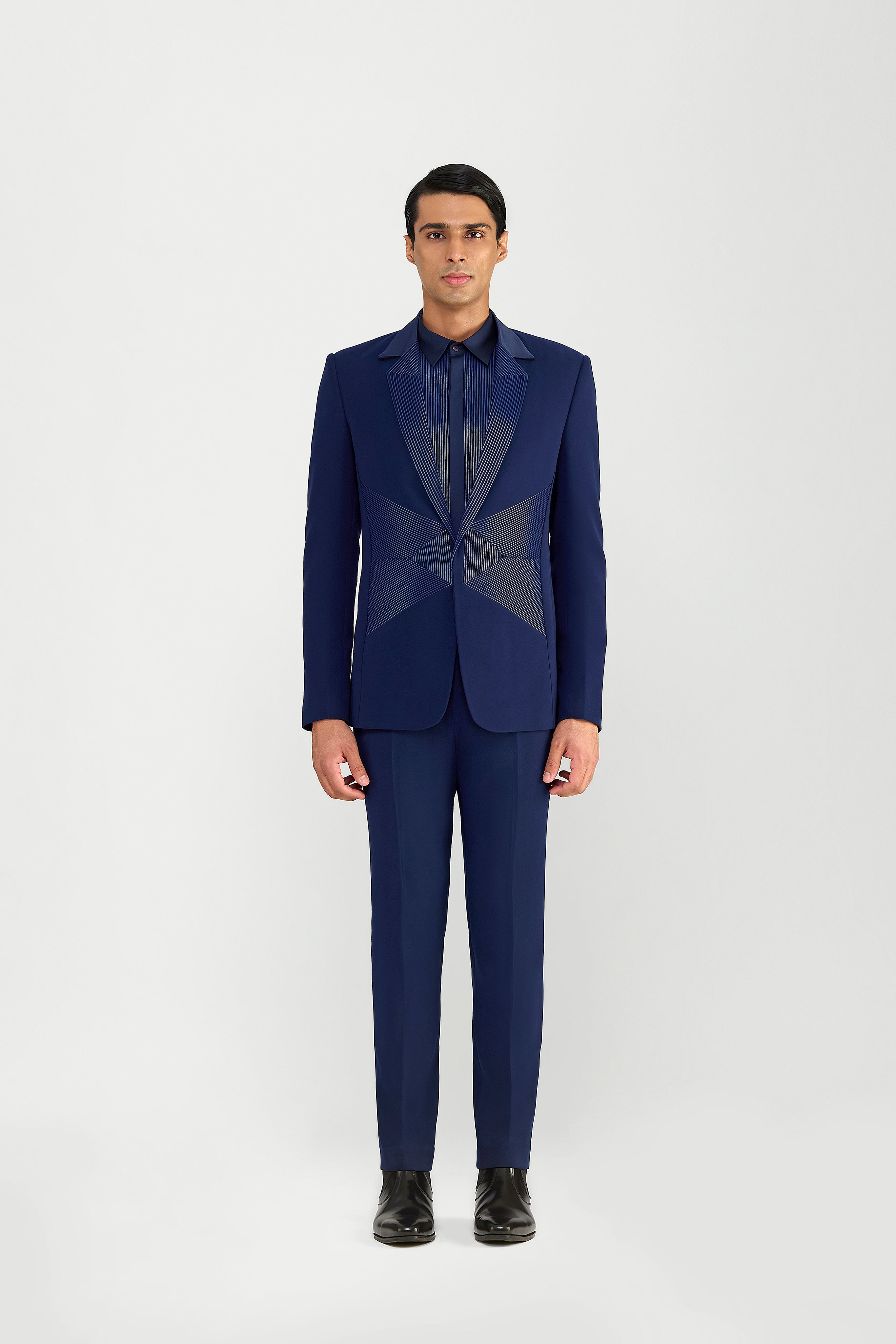 Corded Tuxedo Set In Satin Crepe