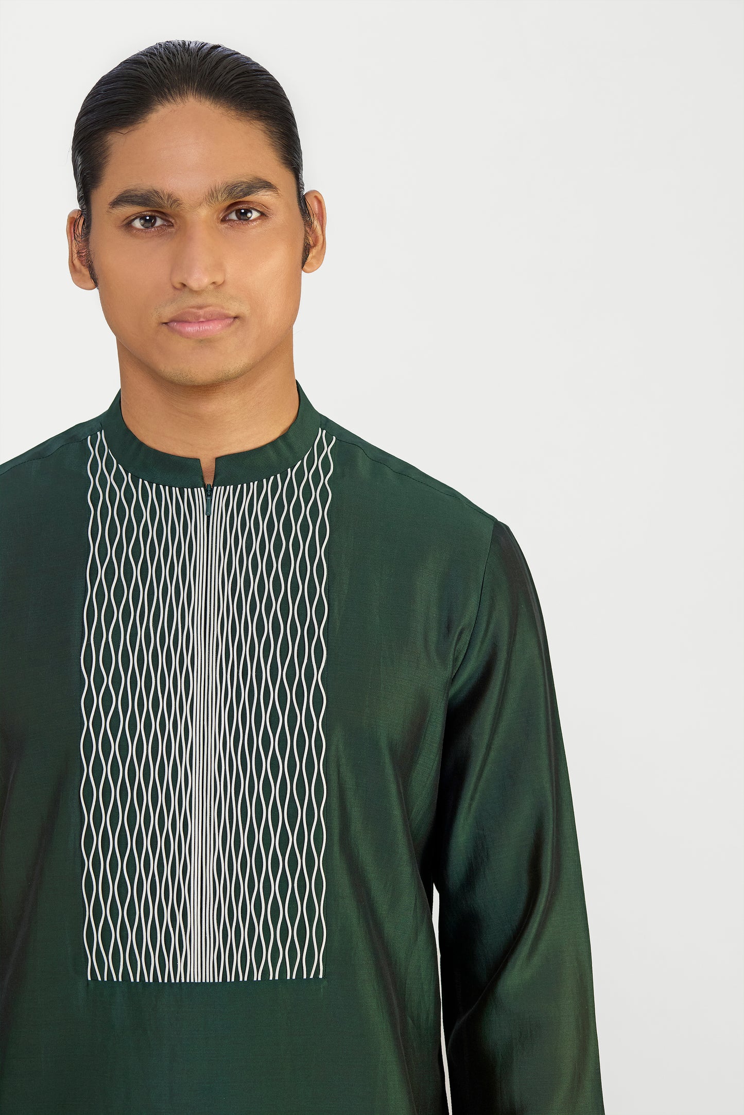 Corded Trellis Chanderi Silk Kurta Set