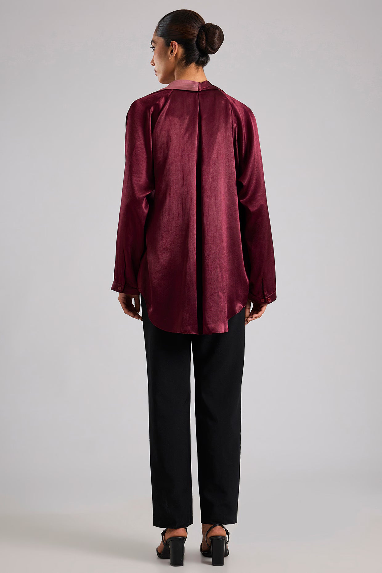 Plum Satin Chiffon Cape
