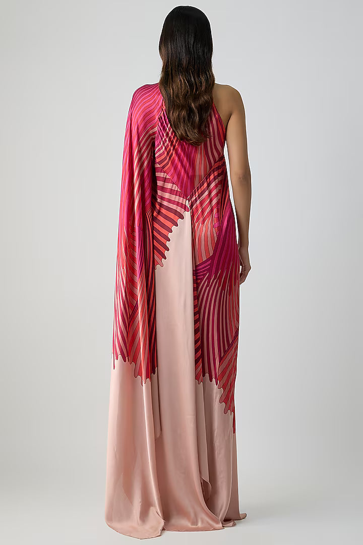 Satin Chiffon Printed Maxi Dress