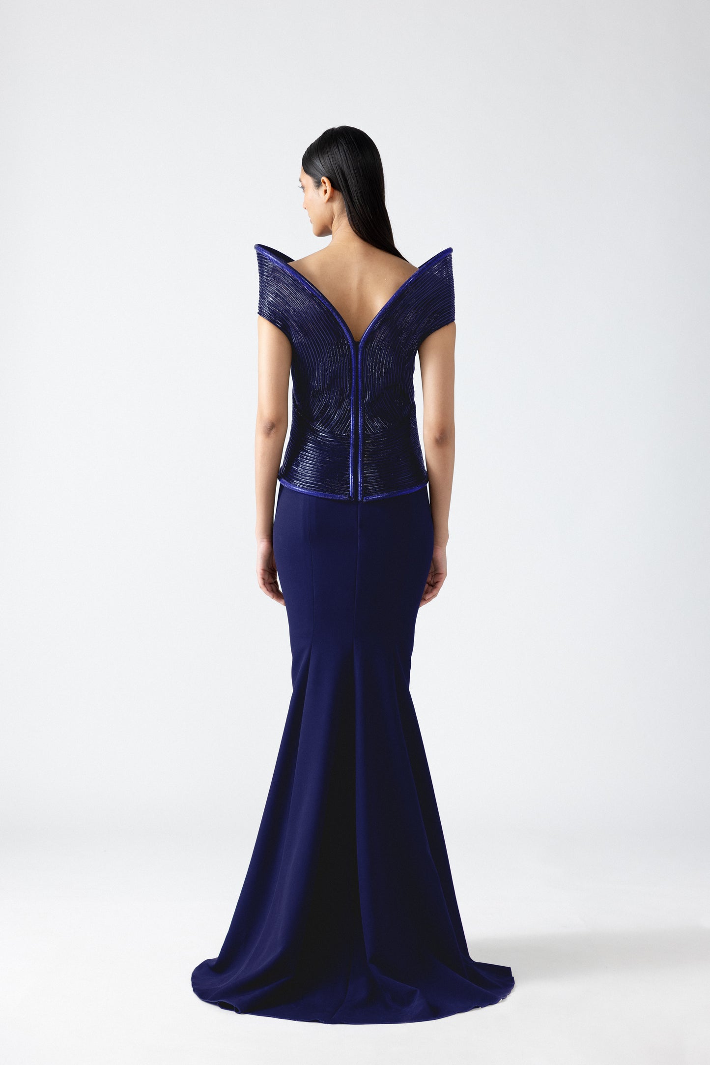 Moulded Off Shoulder Corded Gown