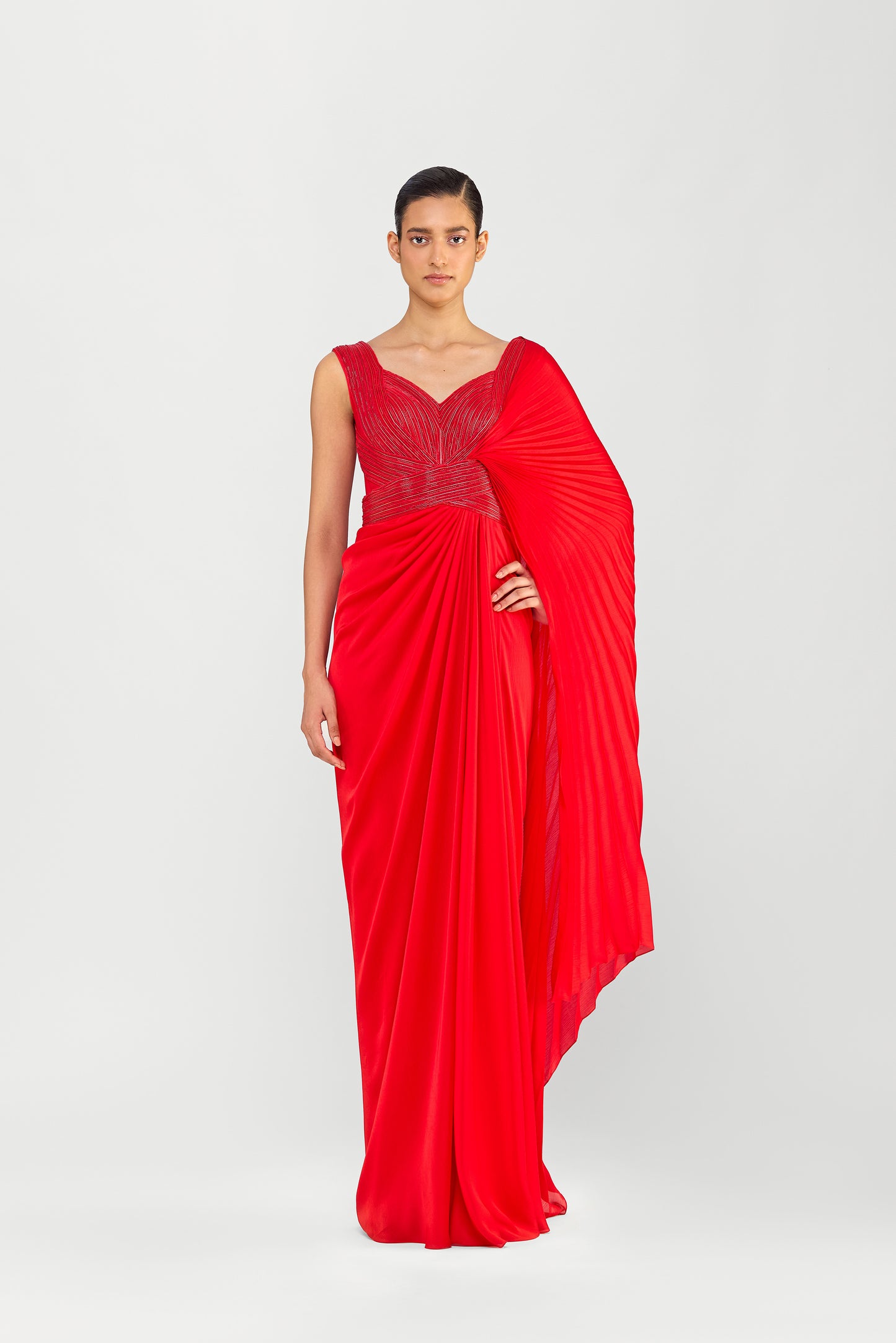 Structured Plisse Saree