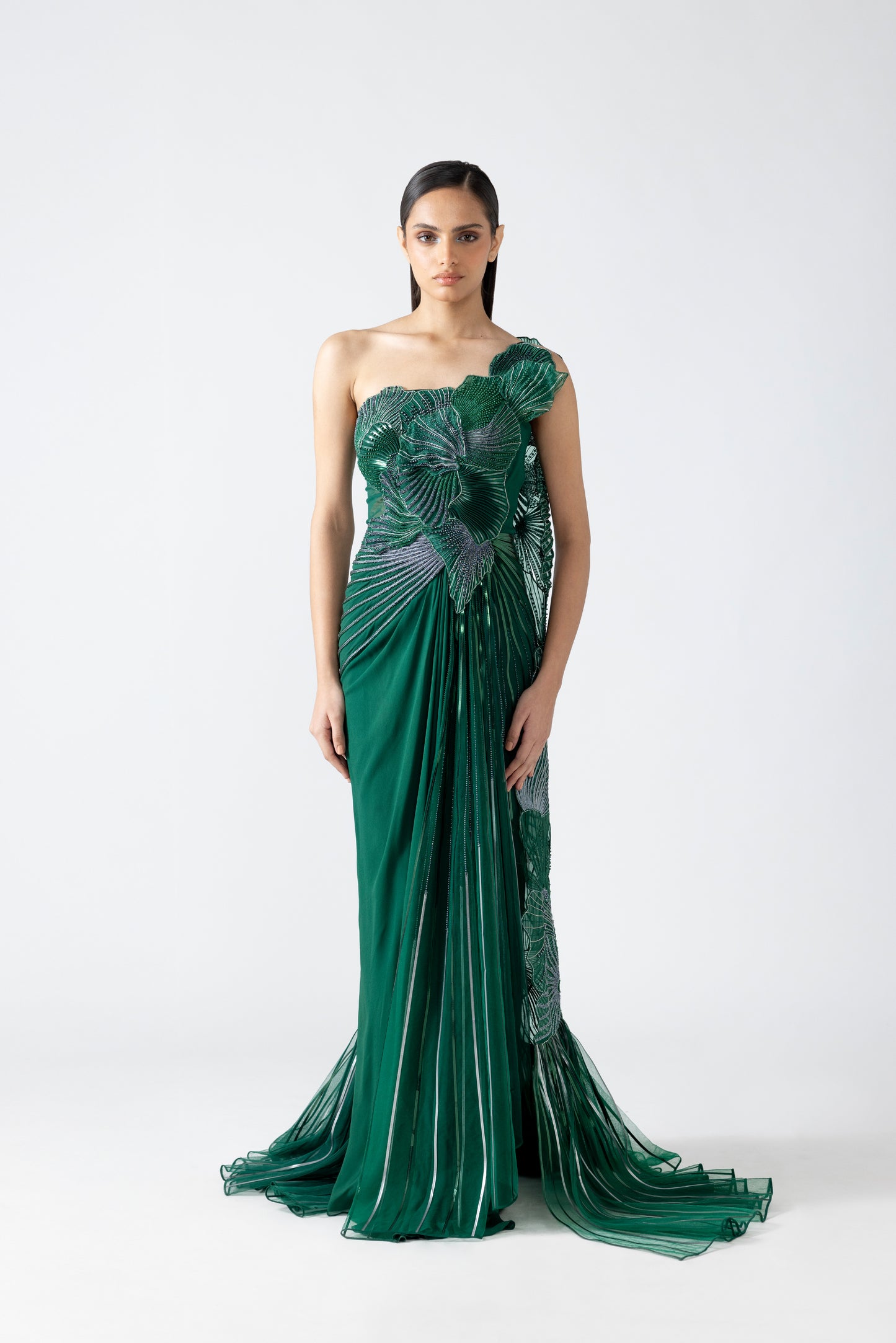 Corded Coral Saree