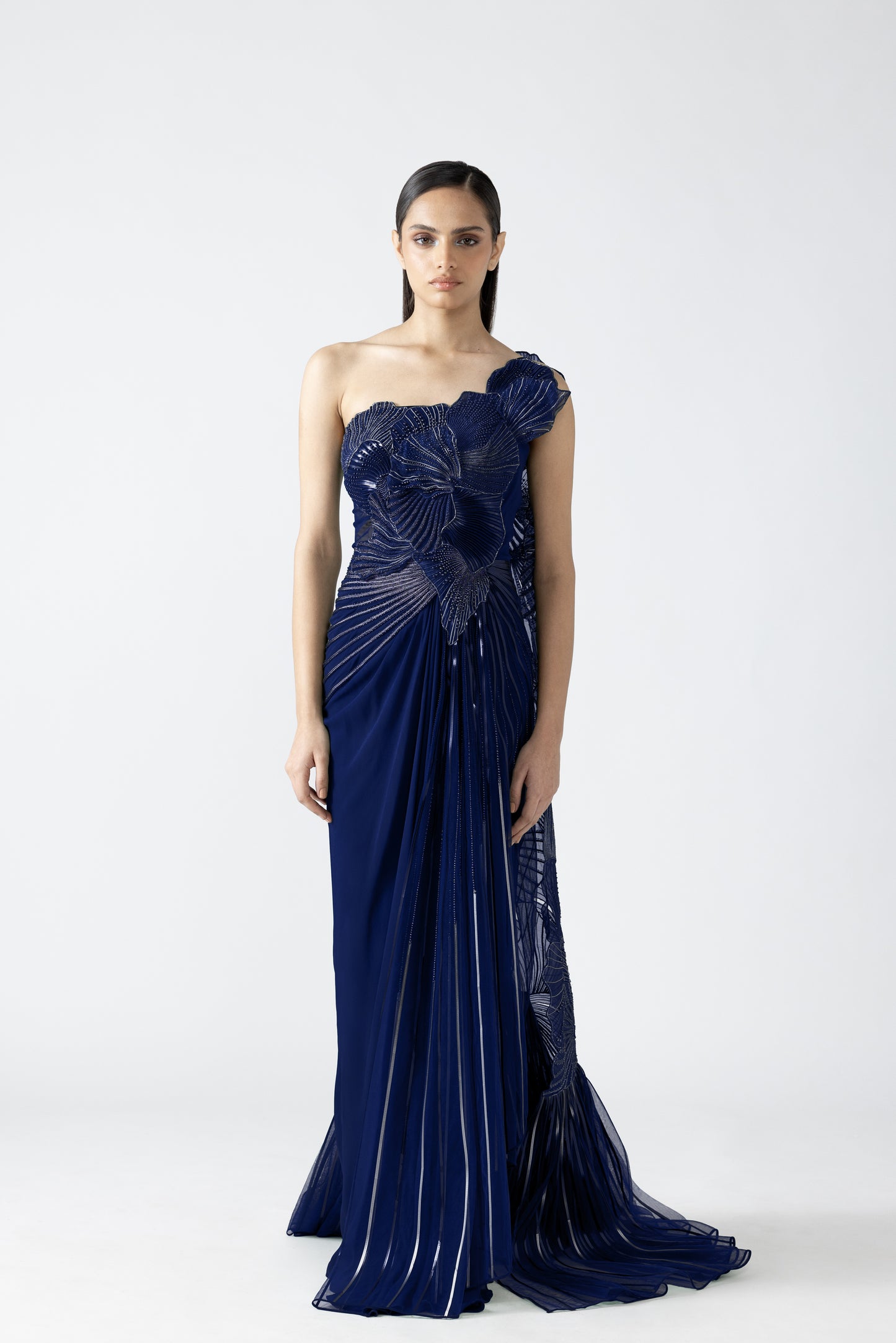 Corded Coral Saree