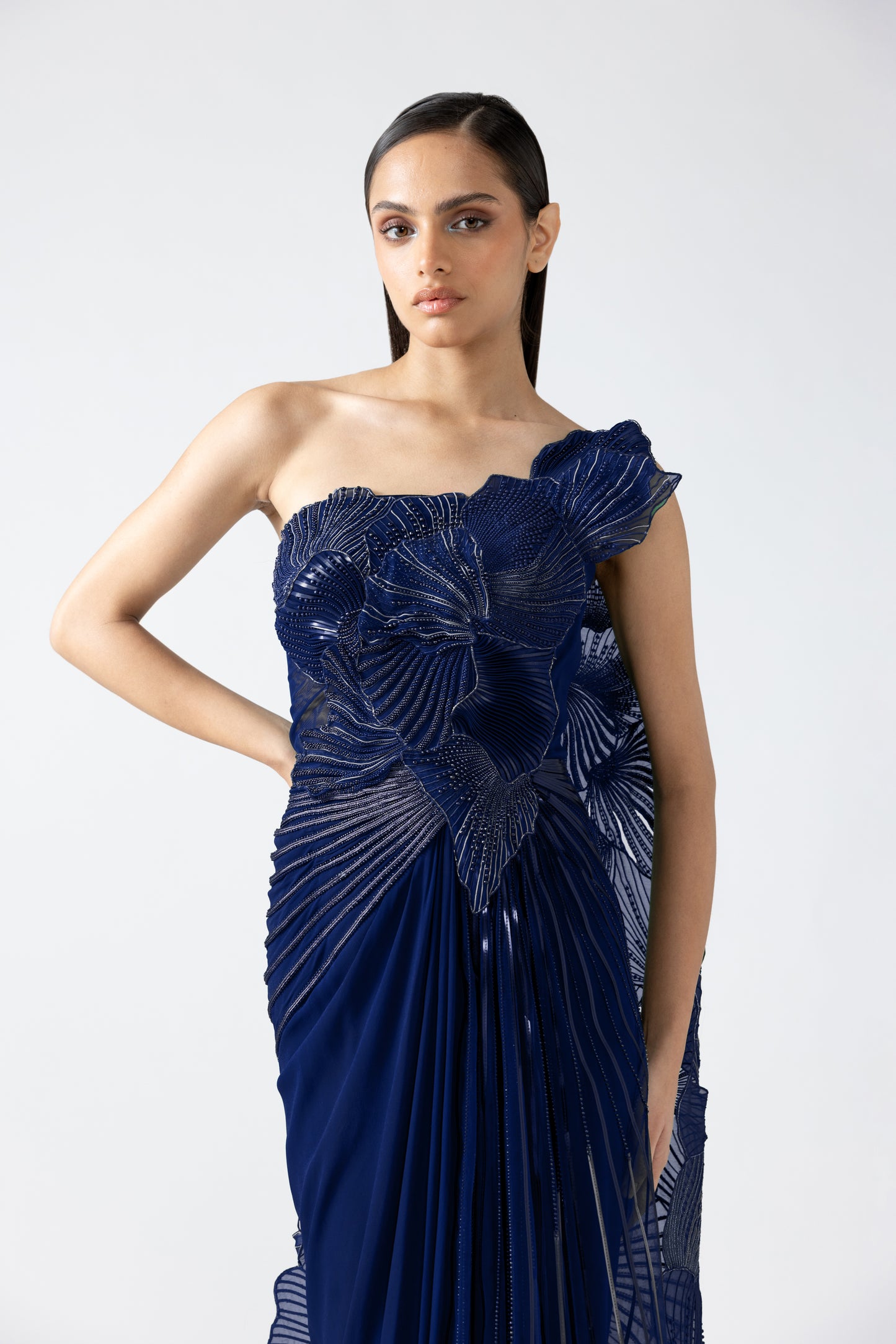 Corded Coral Saree