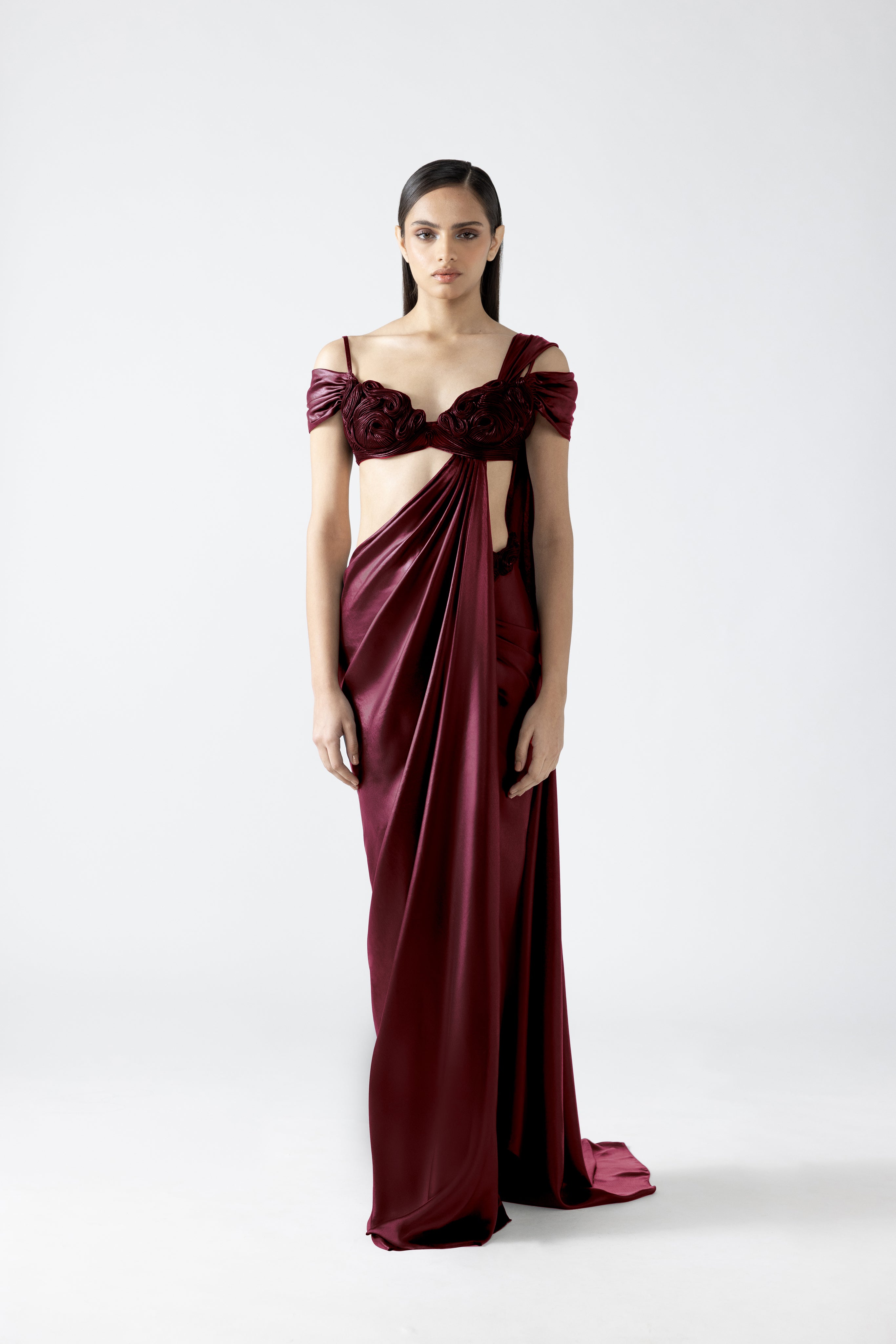 Nucleus Embroidery Top With Draped Saree