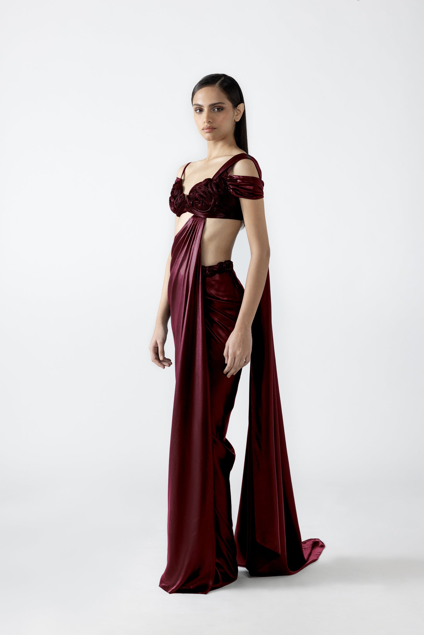 Nucleus Embroidery Top With Draped Saree