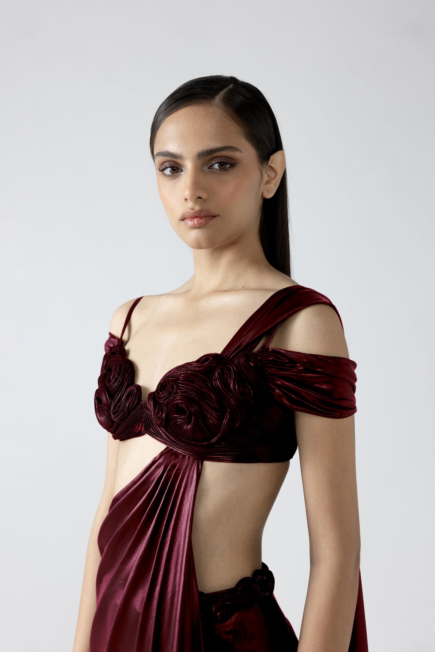 Nucleus Embroidery Top With Draped Saree