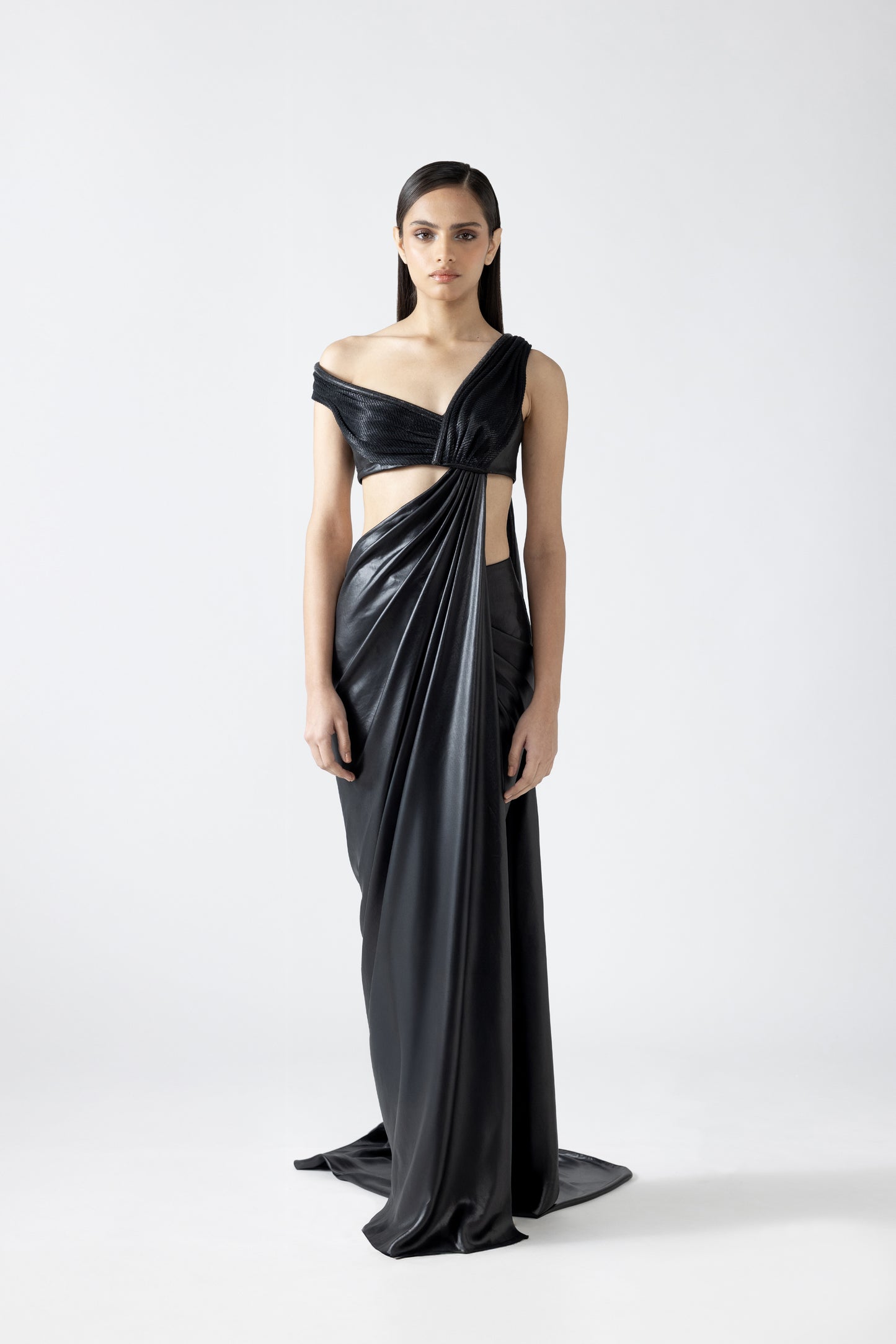 Moulded Hand-Woven Textile Top With Draped Saree