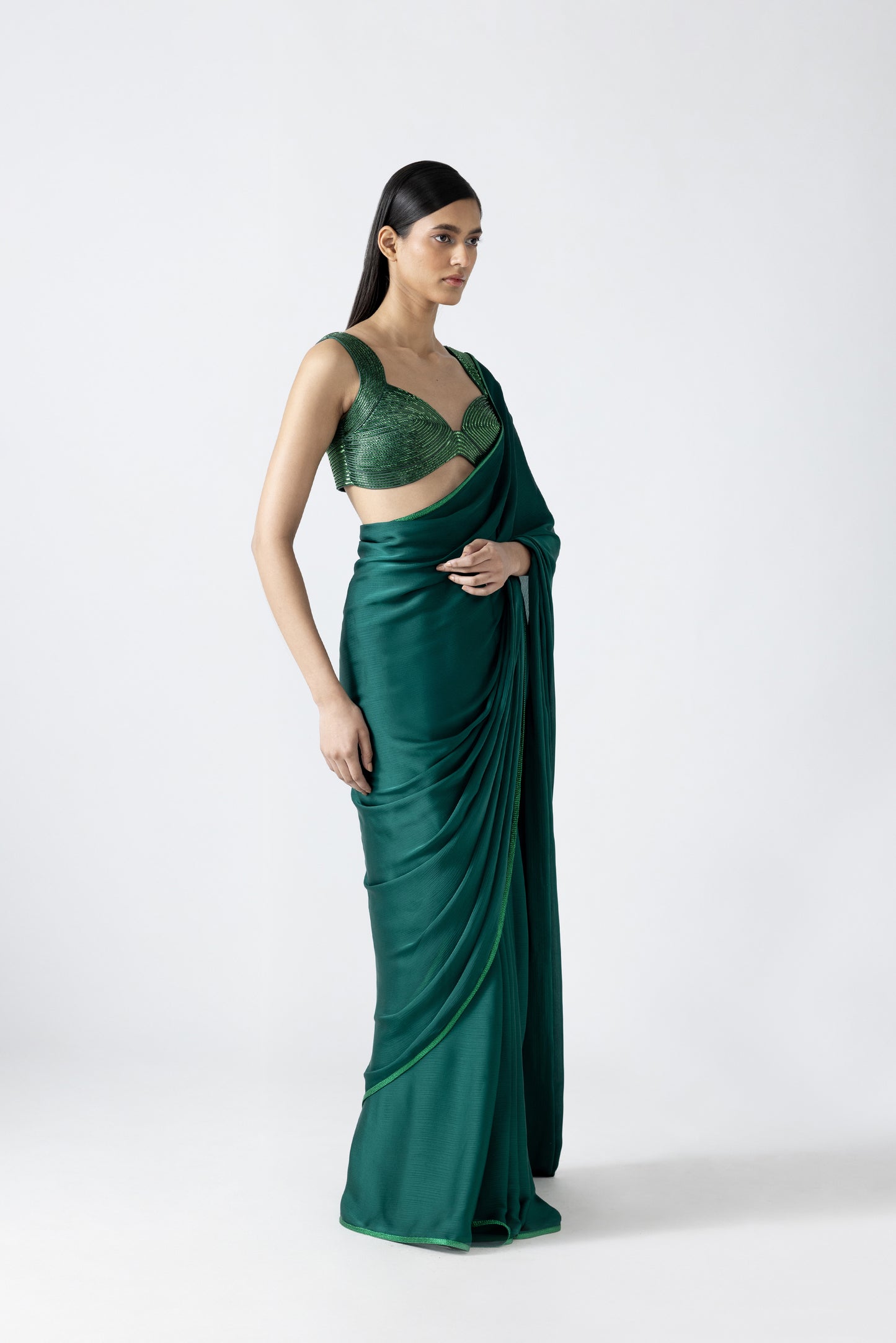 Metallic Top And Saree